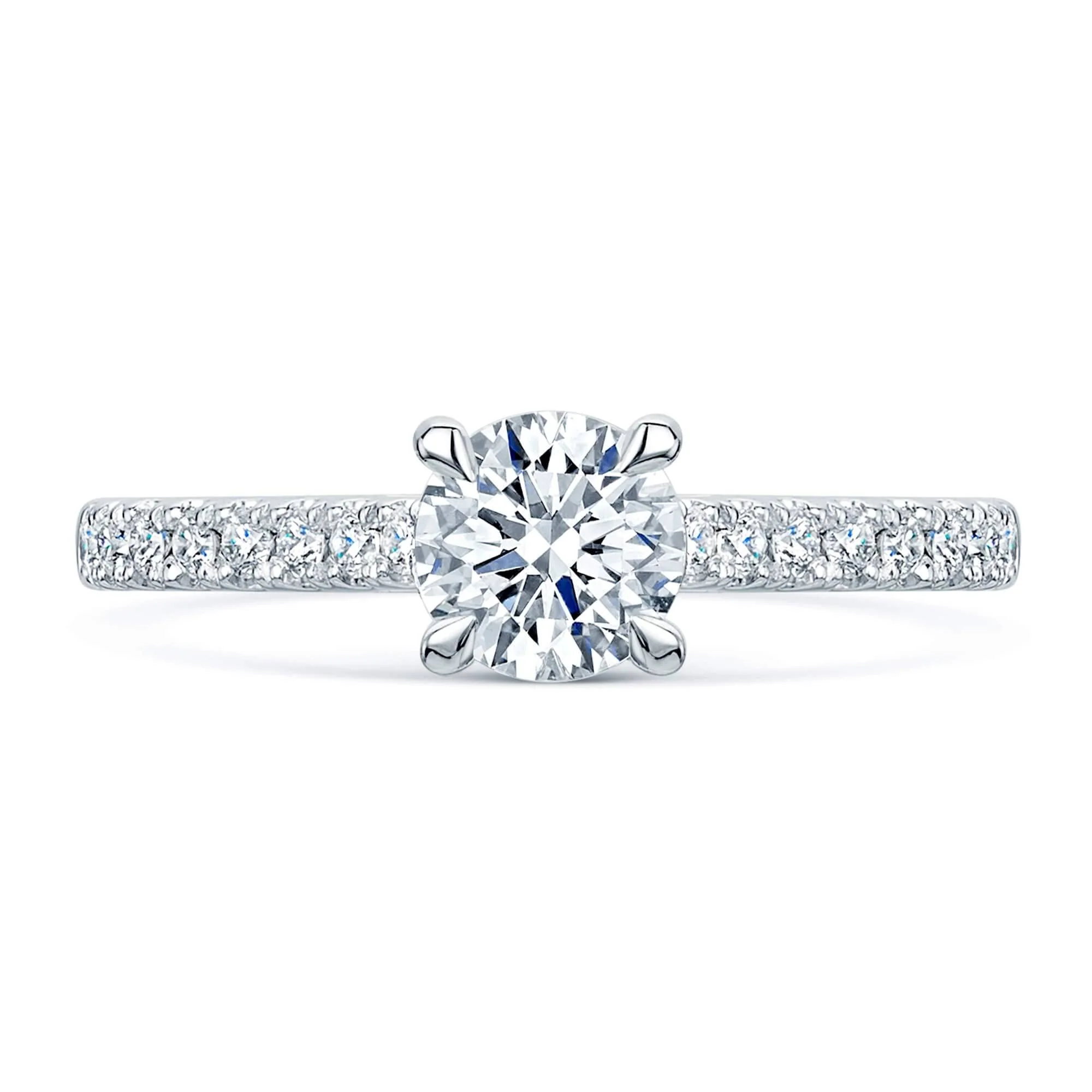 Simply Solitaire Collection Platinum Set Diamond Solitaire Engagement Ring With Diamond Shoulders GIA Certified 0.70 Carat - Image 3
