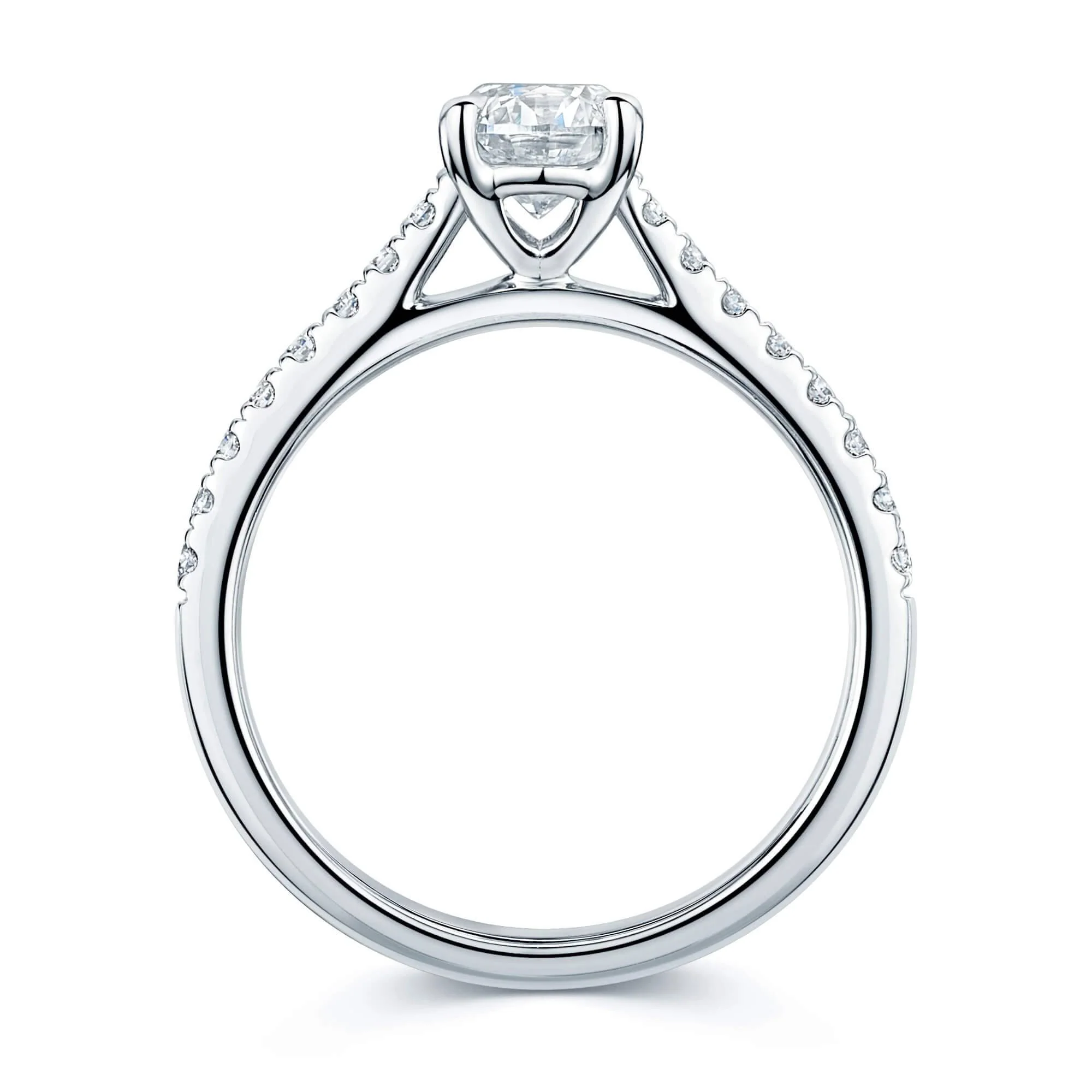 Simply Solitaire Collection Platinum Set Diamond Solitaire Engagement Ring With Diamond Shoulders GIA Certified 0.70 Carat - Image 4