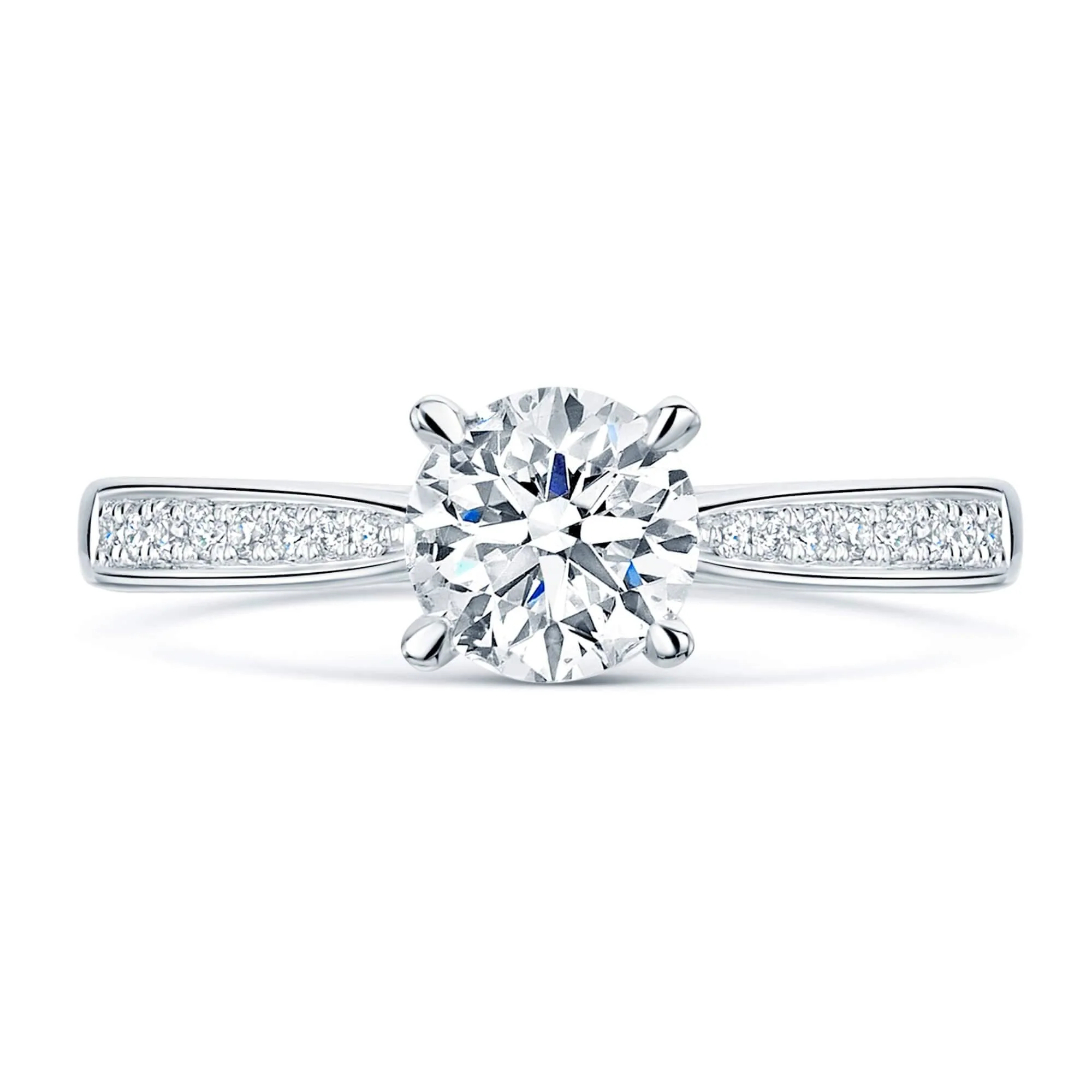 Simply Solitaire Collection Platinum Set Diamond Solitaire Engagement Ring With Diamond Shoulders GIA Certified 1.00 Carat - Image 3