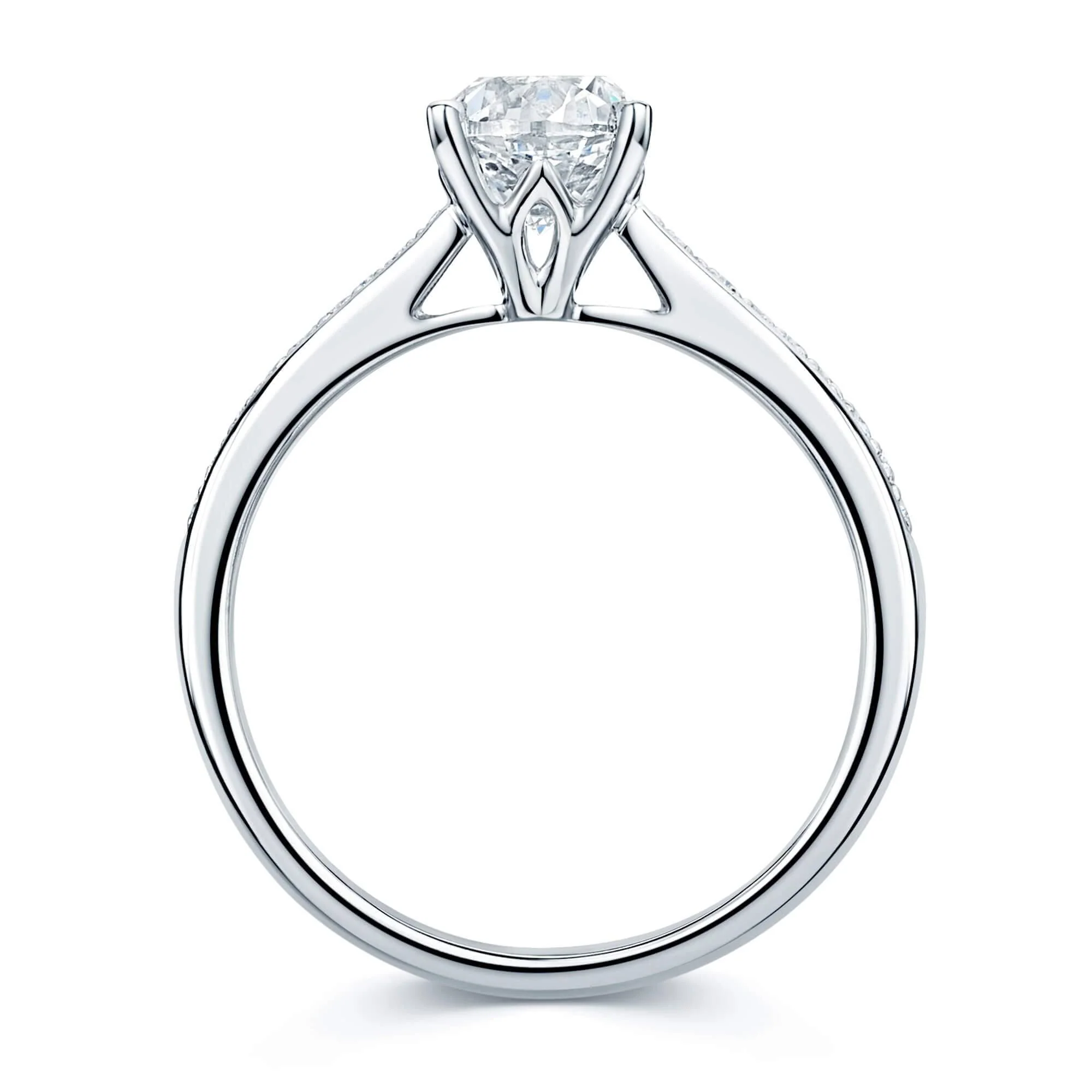 Simply Solitaire Collection Platinum Set Diamond Solitaire Engagement Ring With Diamond Shoulders GIA Certified 1.00 Carat - Image 4