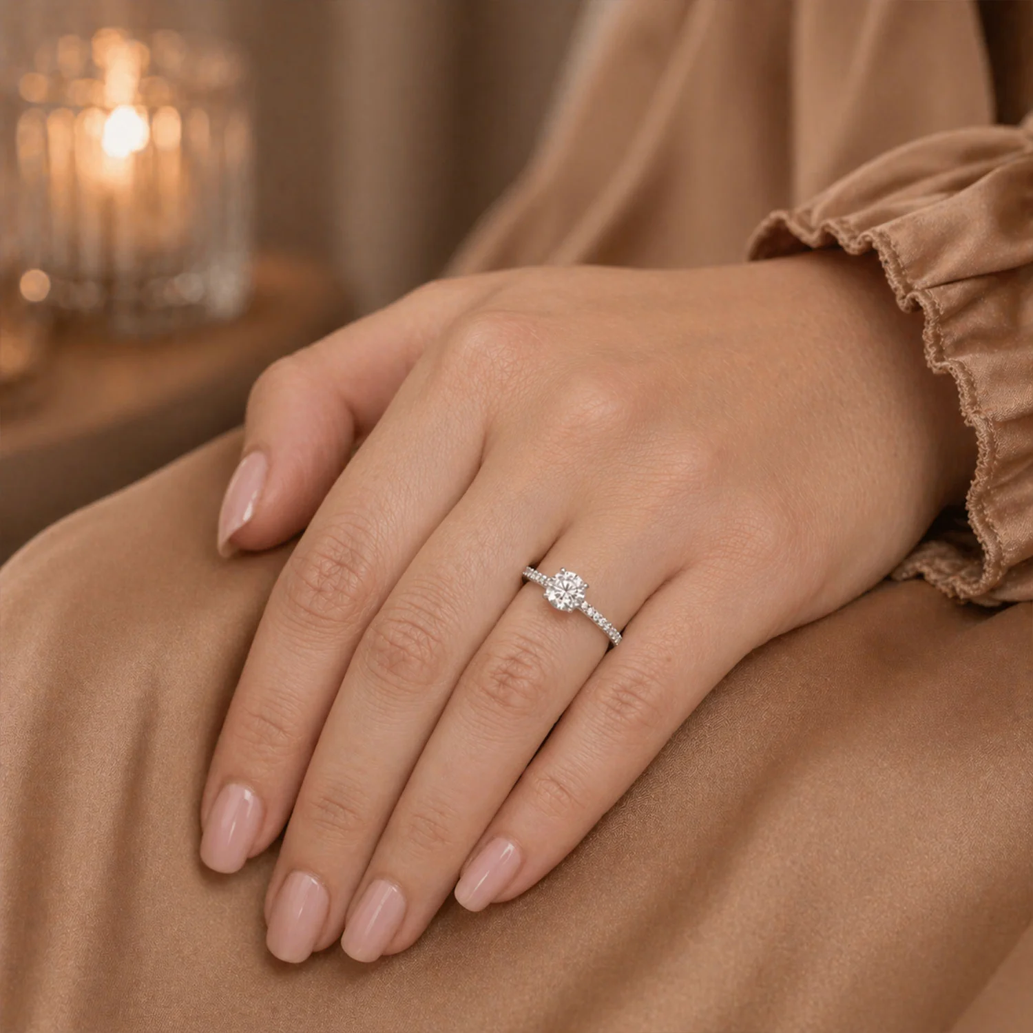 Simply Solitaire Collection Platinum Set Diamond Solitaire Engagement Ring With Diamond Shoulders GIA Certified 1.00 Carat - Image 2
