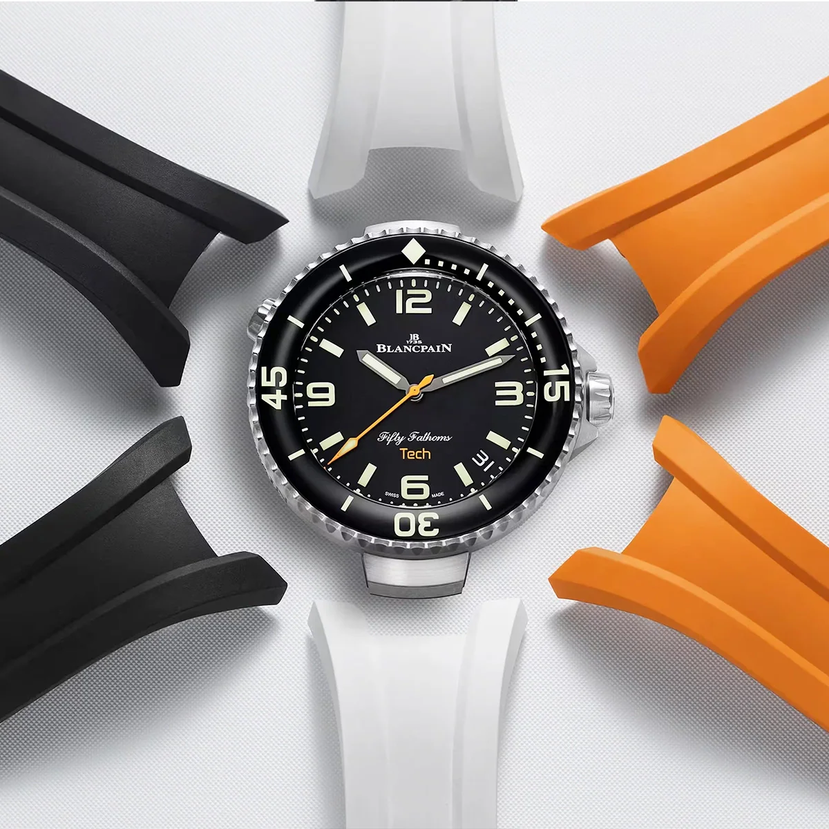 Fifty Fathoms Tech 45mm Titanium Absolute Black Dial Rubber Strap Watch - Image 2