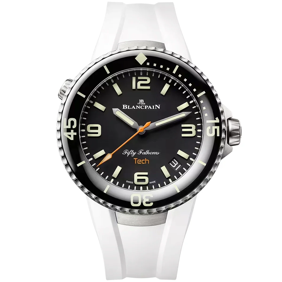 Fifty Fathoms Tech 45mm Titanium Absolute Black Dial Rubber Strap Watch - Image 4