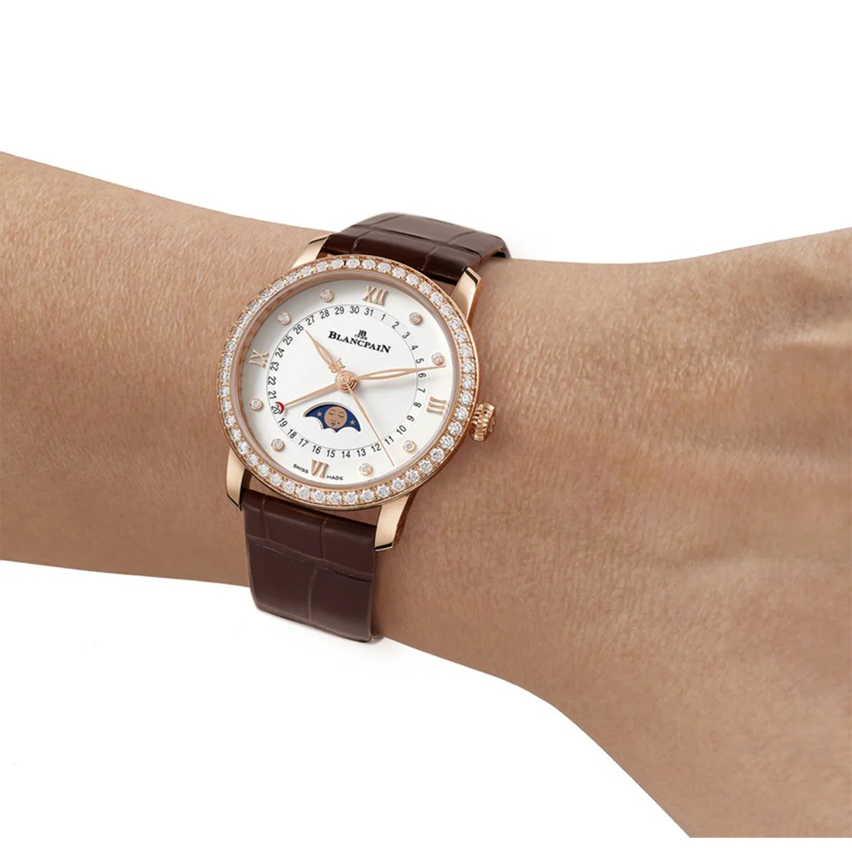Villeret Quantieme 33mm Phases de Lune Ladies Diamond Bezel Watch - Image 2