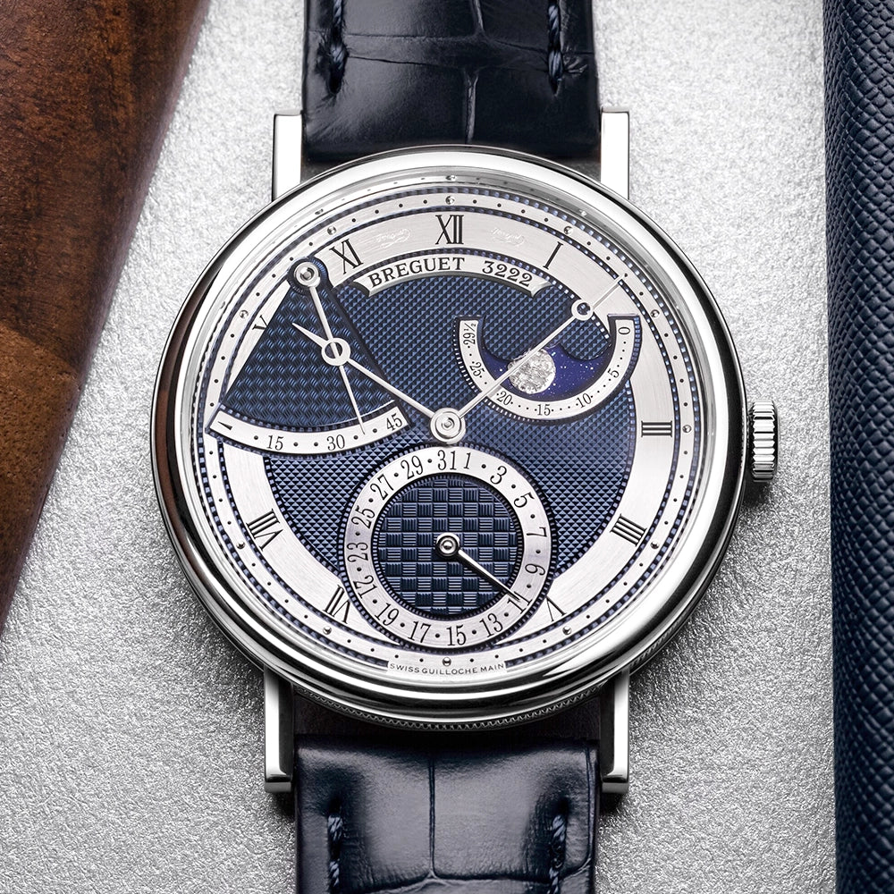 Classique Phase de Lune 7137 18ct White Gold Blue Guilloche Dial Watch - Image 2
