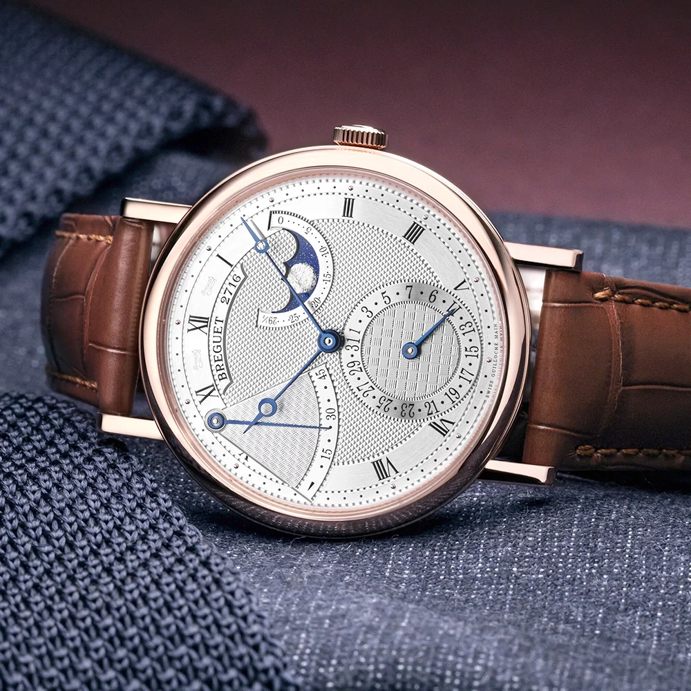Classique Phase de Lune 7137 18ct Rose Gold Silver Guilloche Dial Watch - Image 2