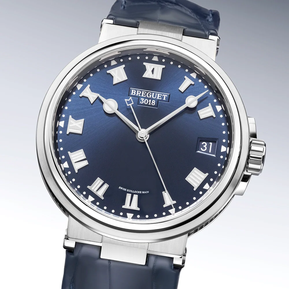 Marine 5517 Titanium Blue Dial Automatic Leather Strap Watch - Image 3