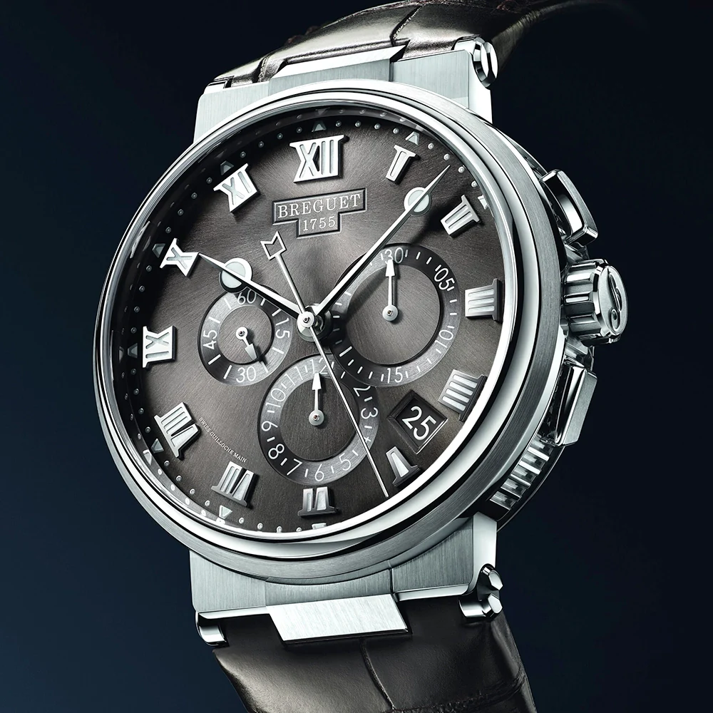 Marine Chronographe 5527 Titanium Grey Dial Leather Strap Watch - Image 2