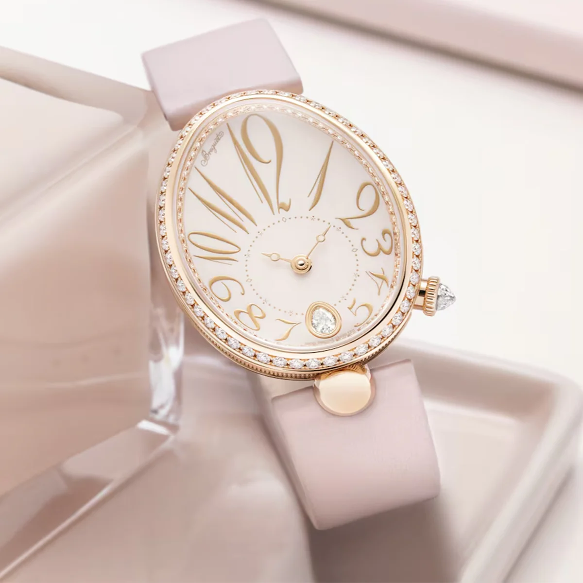 Reine de Naples 8918 18ct Rose Gold Diamond Set Strap Watch - Image 2