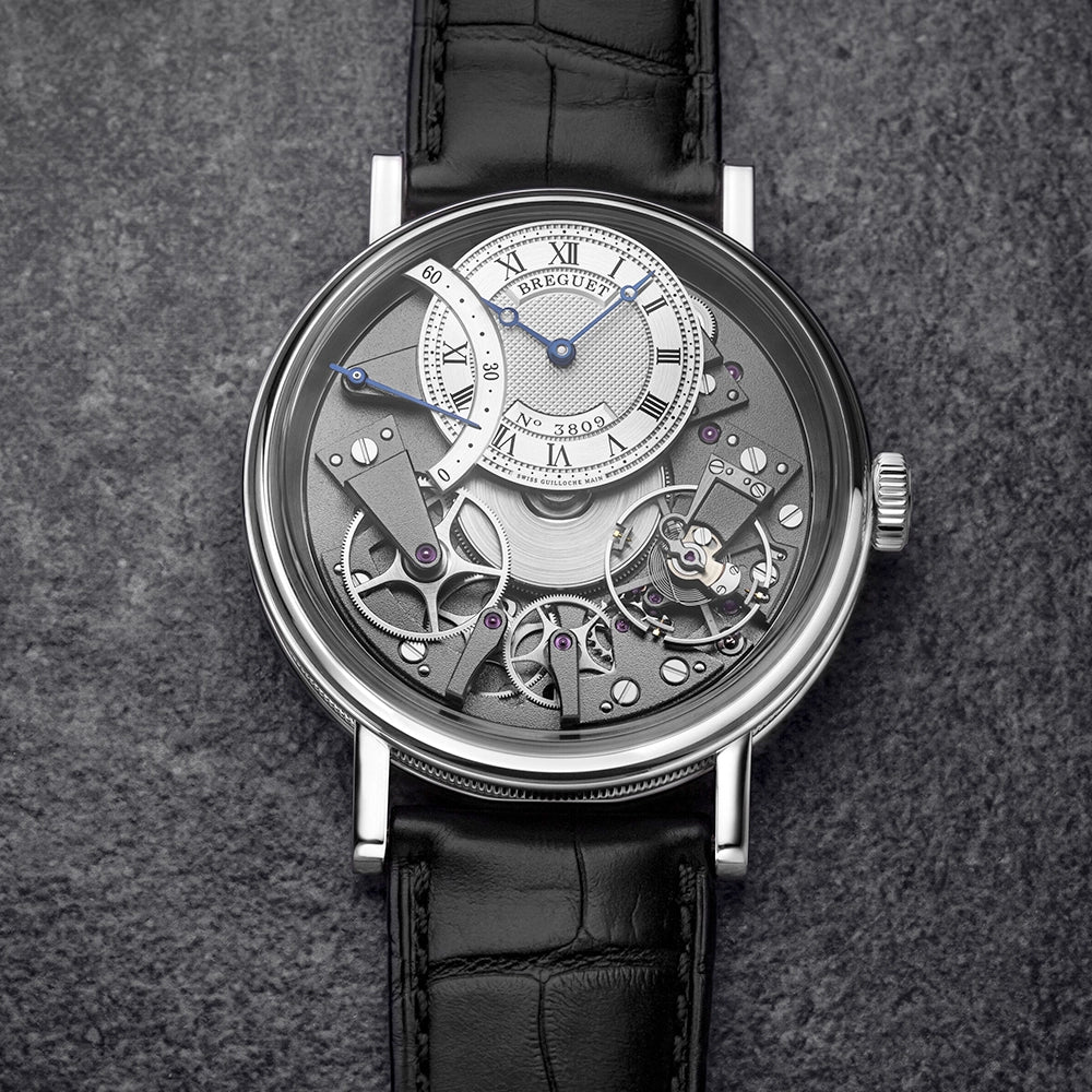 Tradition Seconde Retrograde 7097 18ct White Gold Silver Skeleton Dial Watch - Image 3