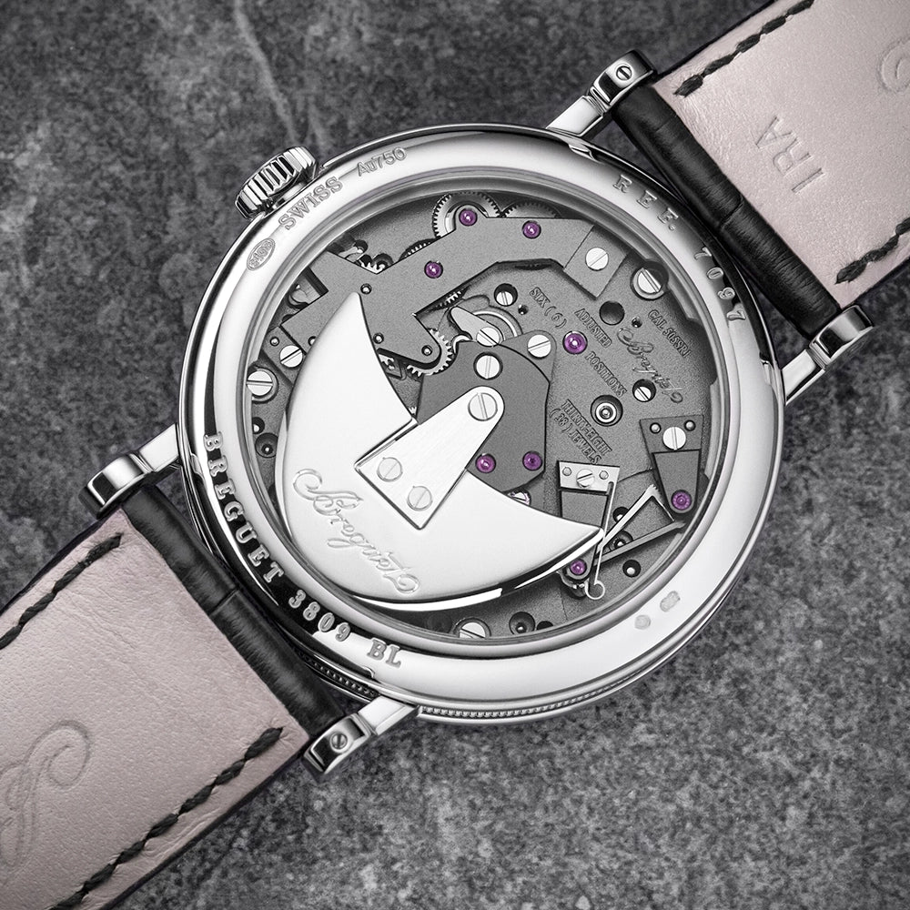 Tradition Seconde Retrograde 7097 18ct White Gold Silver Skeleton Dial Watch - Image 4