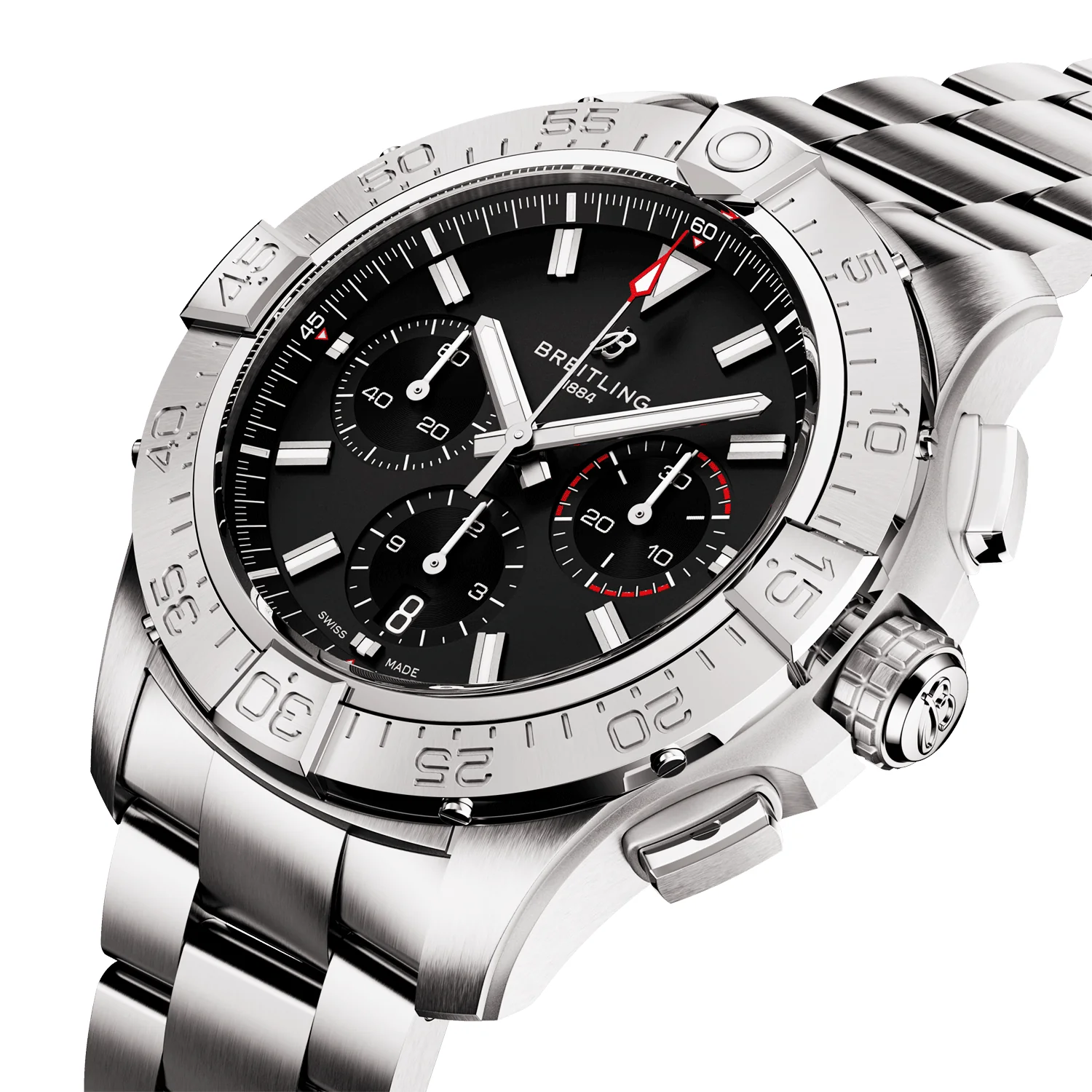 Avenger 44mm Black Dial Automatic Chronograph Bracelet Watch - Image 2