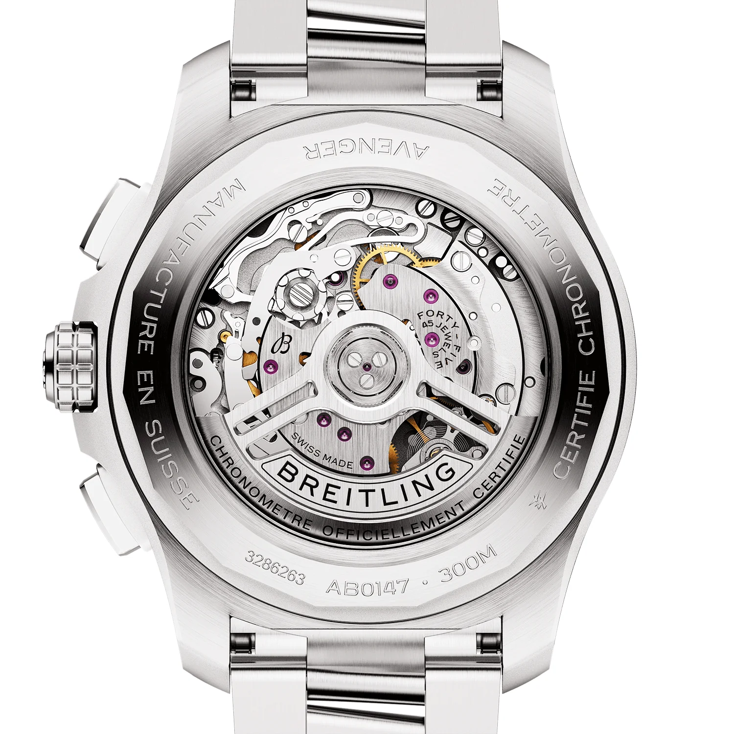 Avenger 44mm Black Dial Automatic Chronograph Bracelet Watch - Image 4