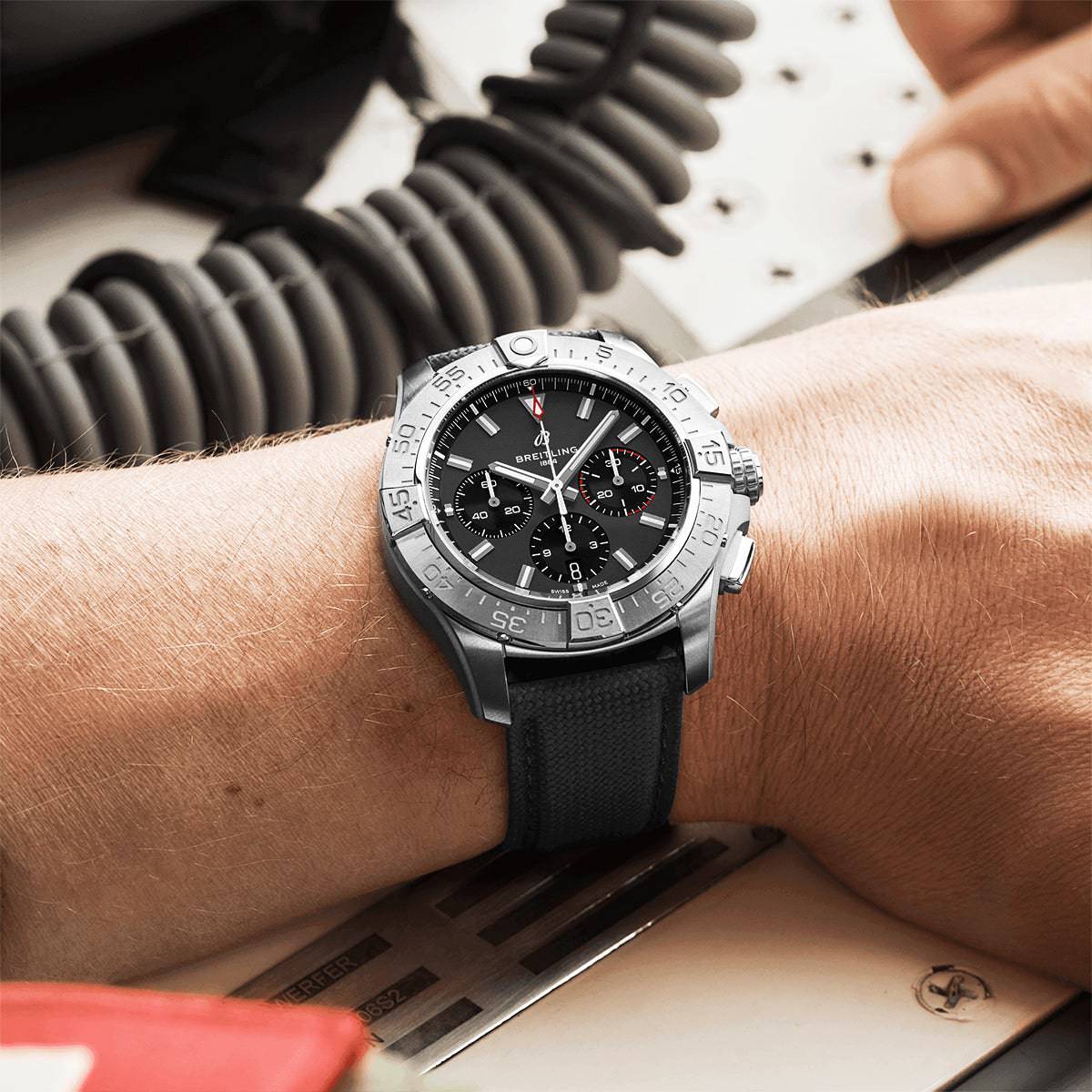 Avenger 44mm Black Dial Automatic Chronograph Strap Watch - Image 3