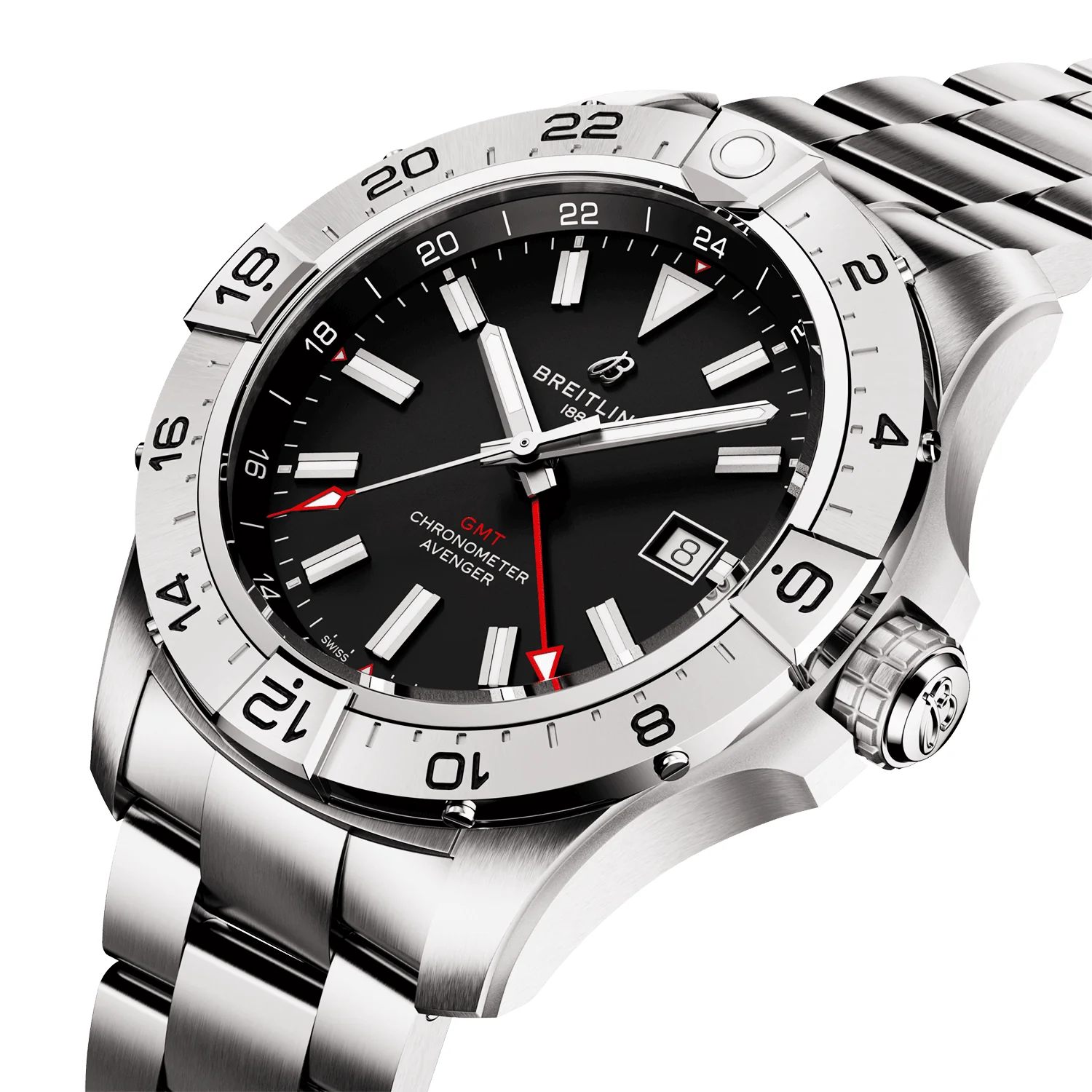 Avenger GMT 44mm Black Dial Automatic Bracelet Watch - Image 2