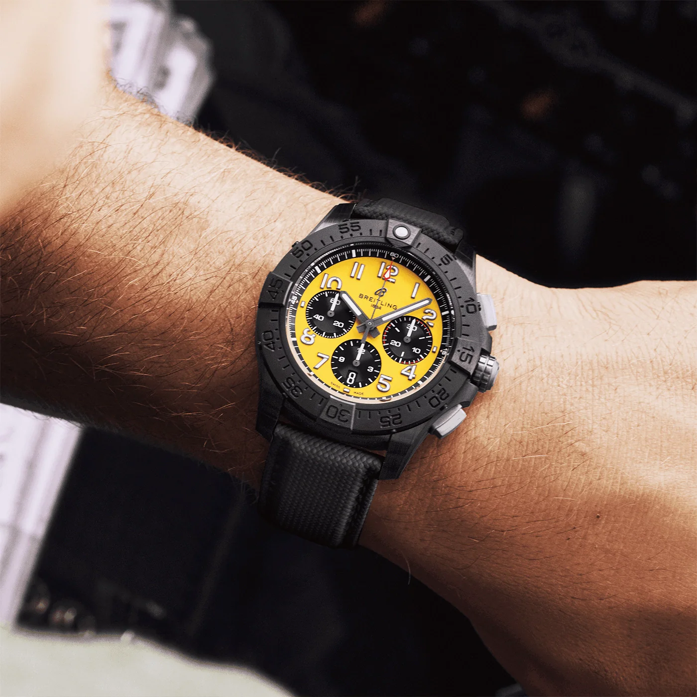 Avenger Night Mission 44mm Black Ceramic & Yellow Dial Mens Watch - Image 5