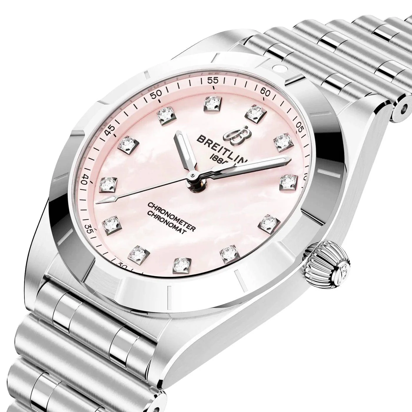 Chronomat 28mm Pink Mother of Pearl Diamond Dial Watch - Image 2