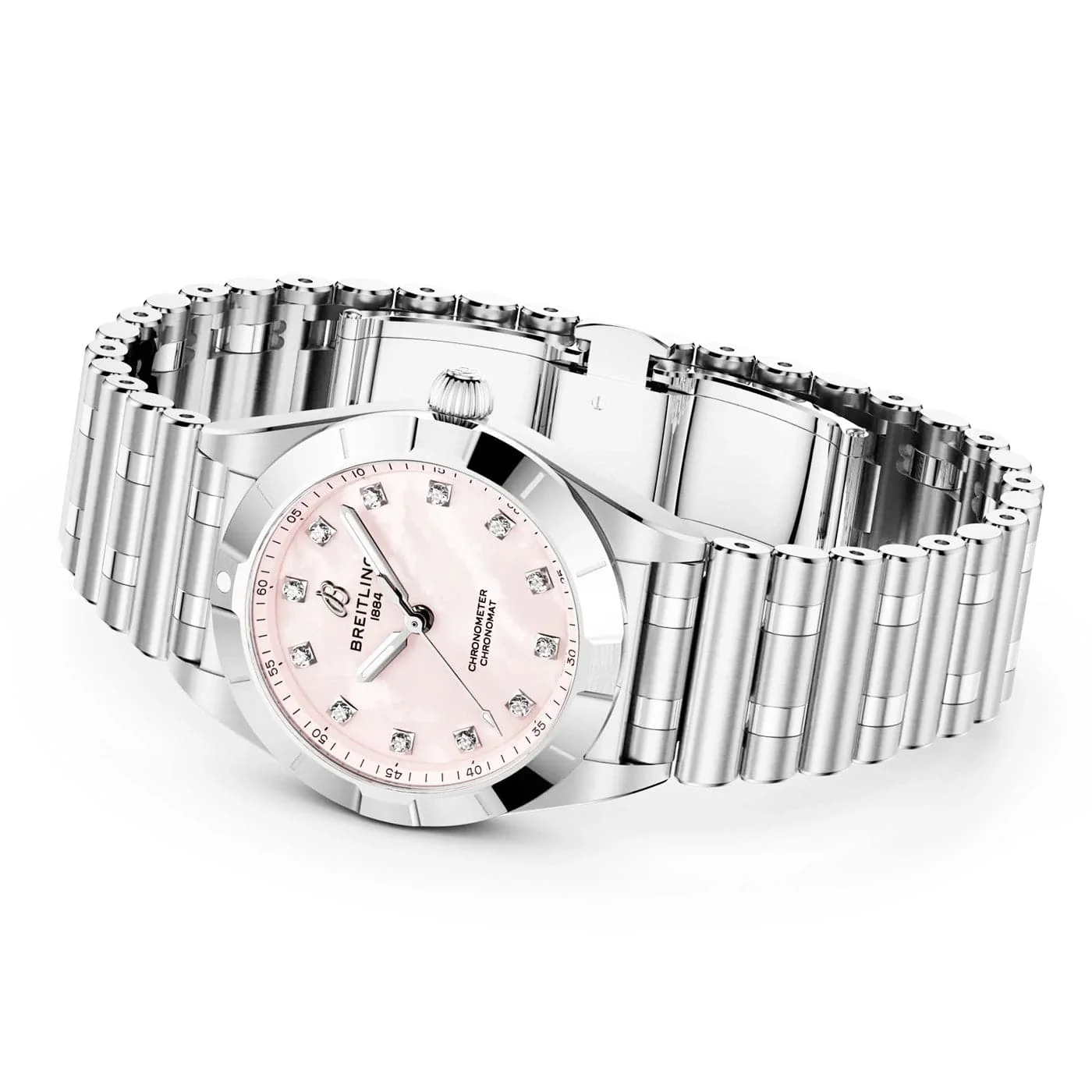 Chronomat 28mm Pink Mother of Pearl Diamond Dial Watch - Image 3