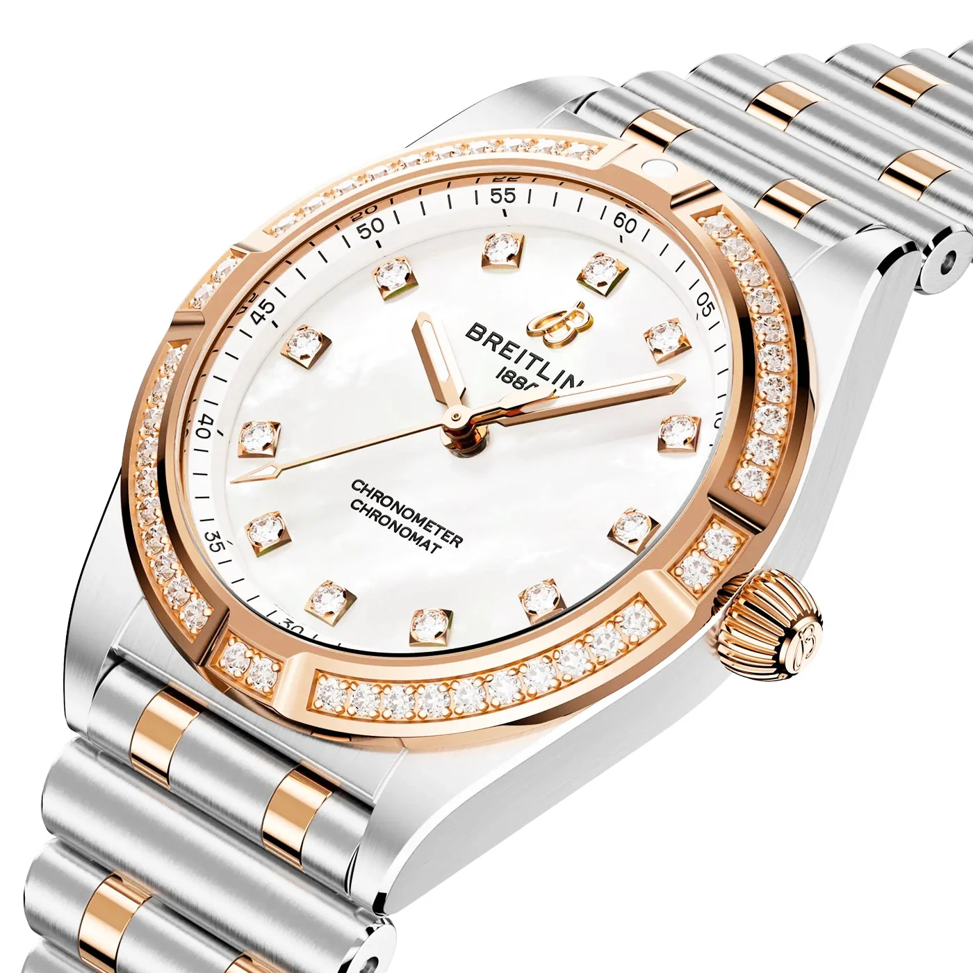 Chronomat 28mm Two-Tone Mother of Pearl Diamond Set Watch - Image 2