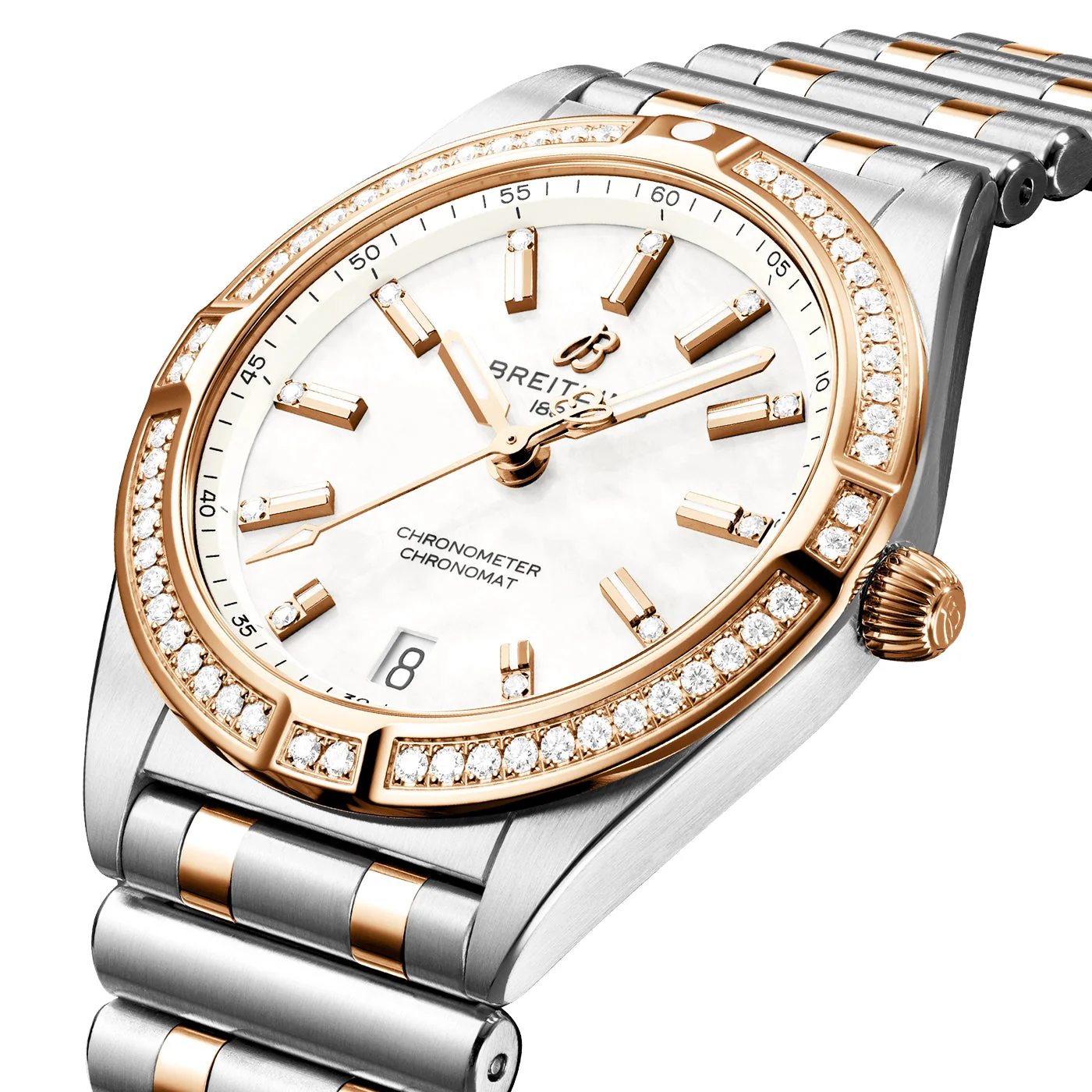Chronomat 32mm Two-Tone Mother of Pearl Diamond Set Bracelet Watch - Image 2