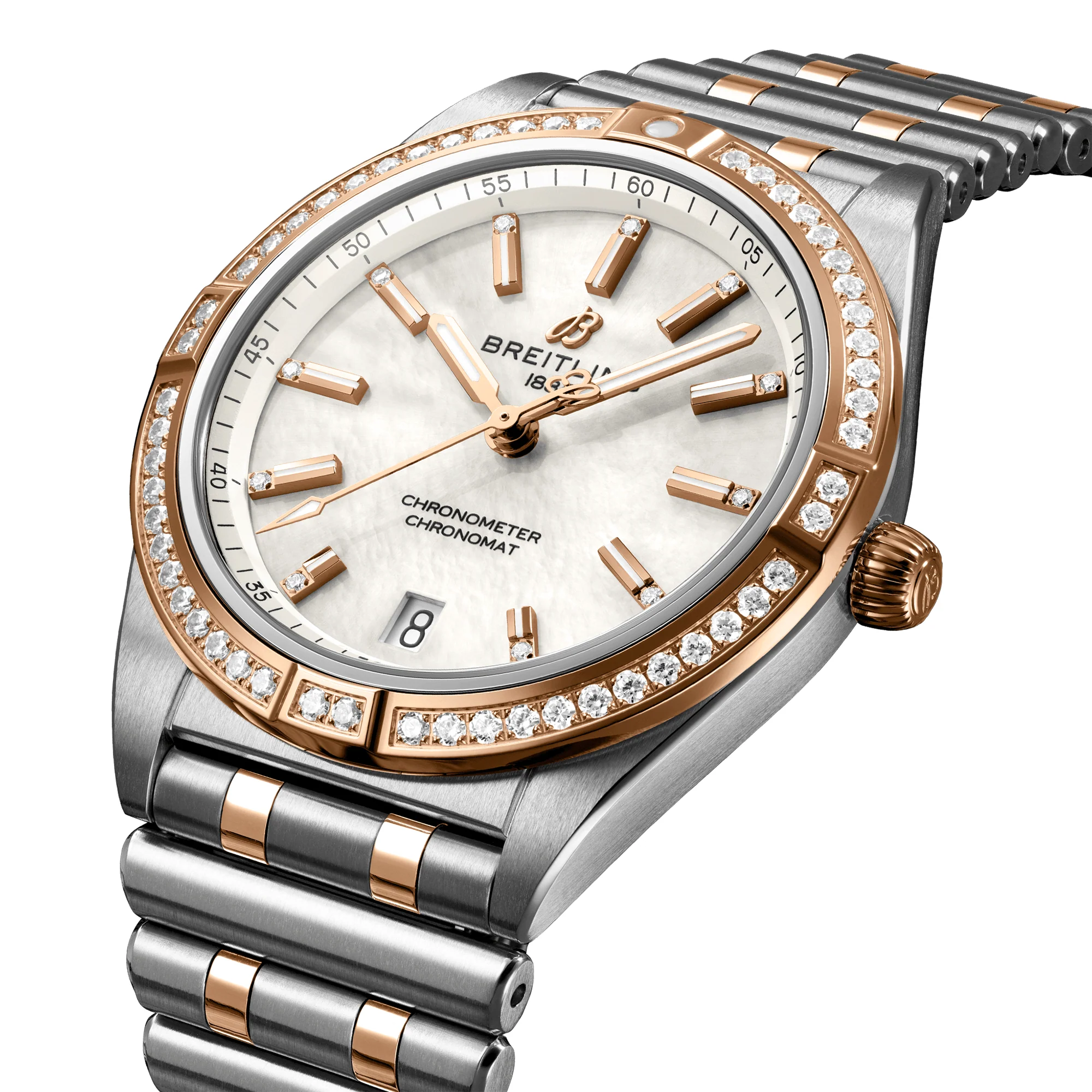 Chronomat 36mm Two-Tone Mother of Pearl Dial Diamond Set Watch - Image 2