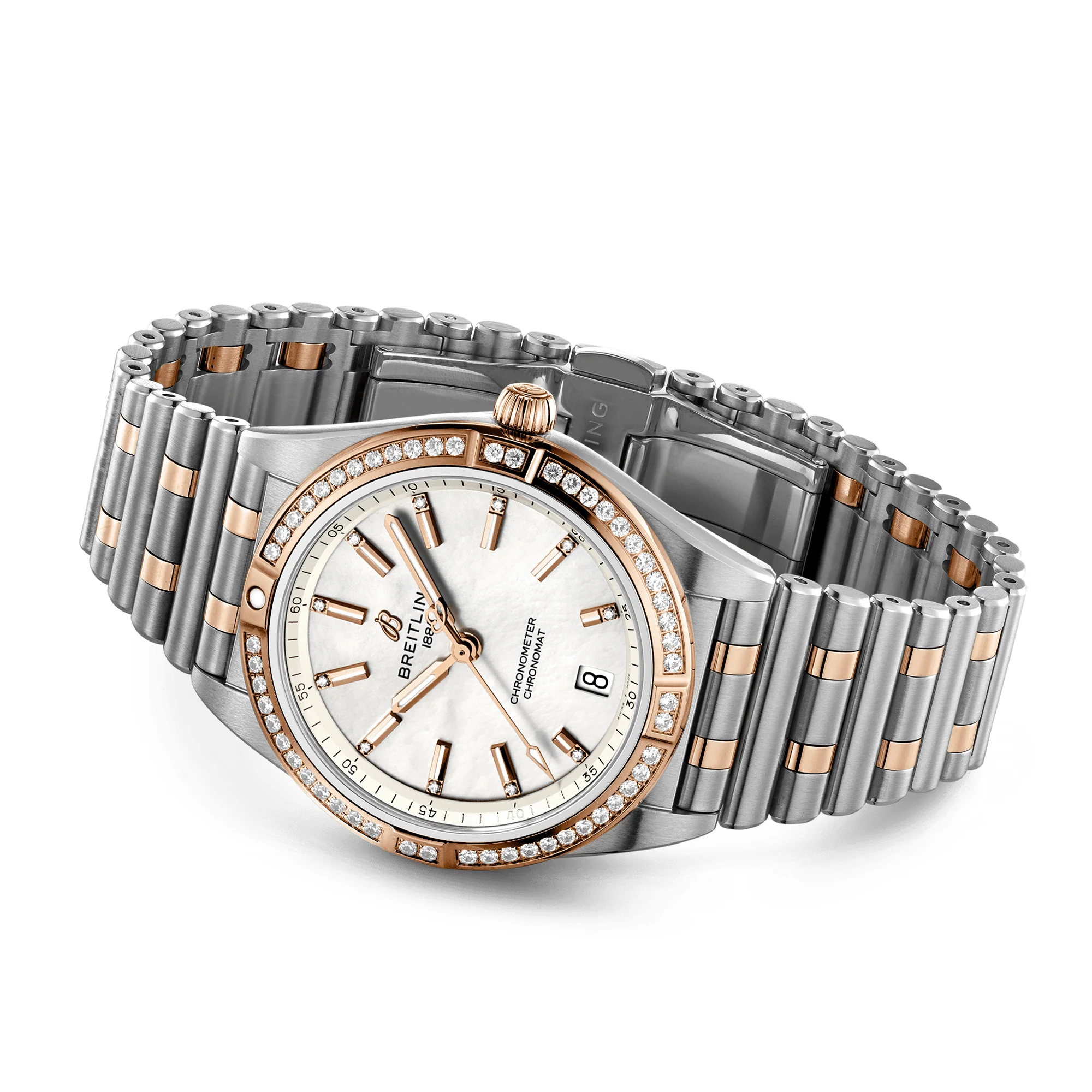 Chronomat 36mm Two-Tone Mother of Pearl Dial Diamond Set Watch - Image 3