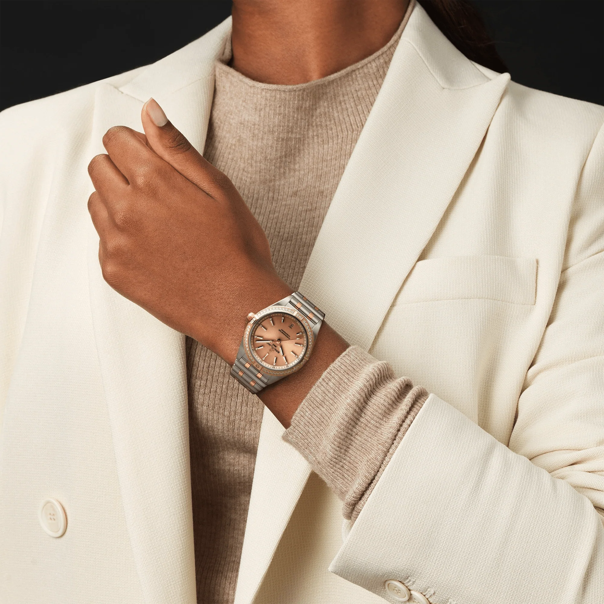 Chronomat 36mm Two-Tone Gold Diamond Dial & Bezel Bracelet Watch - Image 5