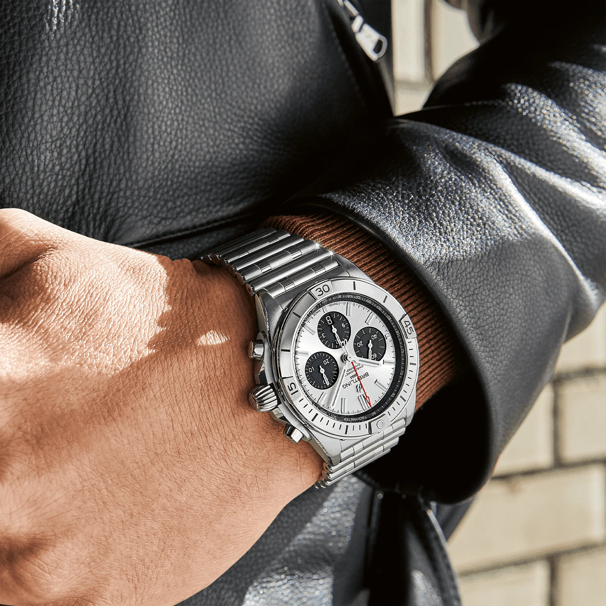 Chronomat 42mm Silver/Black Dial Men's Automatic Bracelet Watch - Image 4