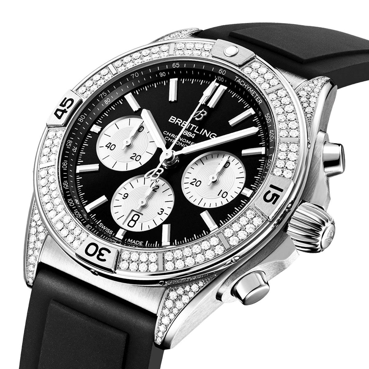 Chronomat B01 42mm Black/Silver Dial Diamond Set Watch - Image 2