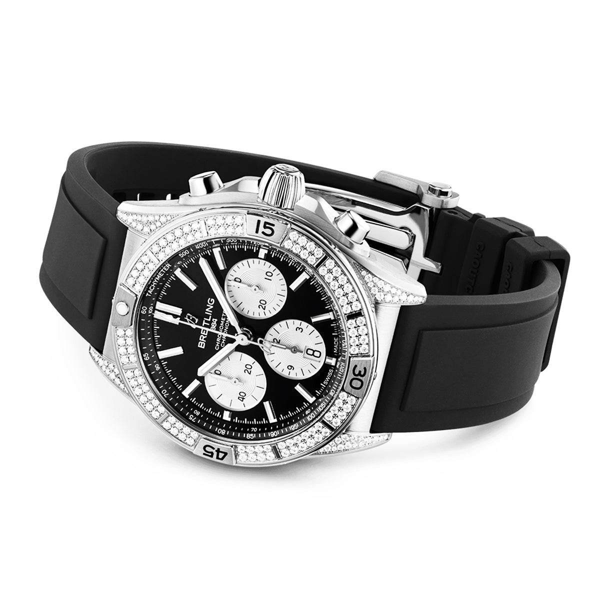 Chronomat B01 42mm Black/Silver Dial Diamond Set Watch - Image 3