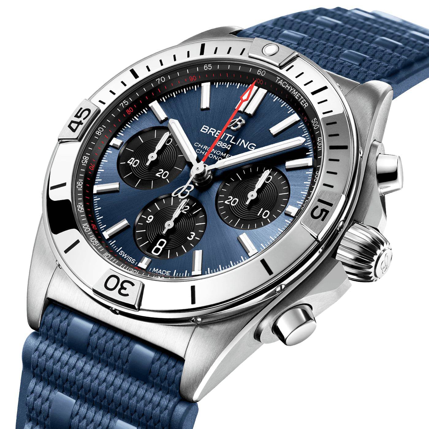 Chronomat B01 42mm Blue Dial Chronograph Rubber Strap Watch - Image 2