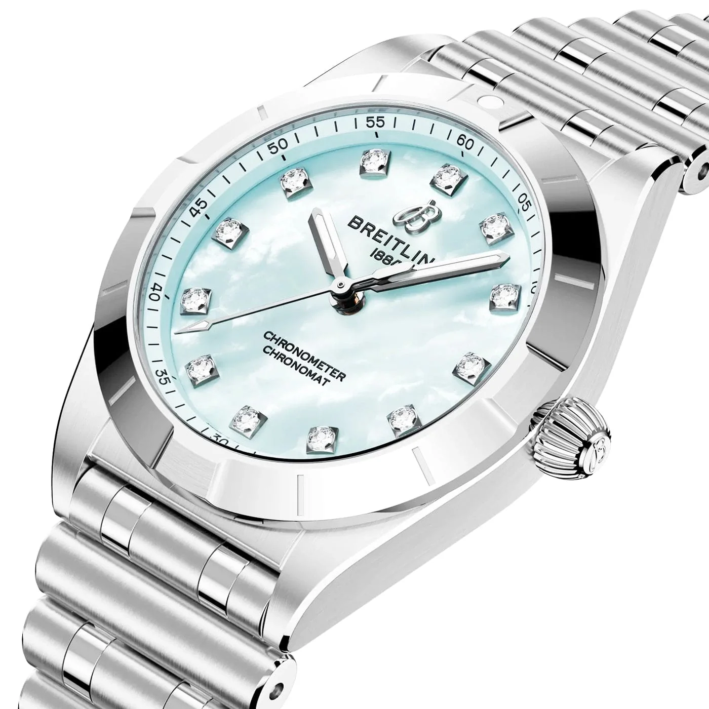 Chronomat 28mm Blue Mother of Pearl Diamond Dial Watch - Image 2