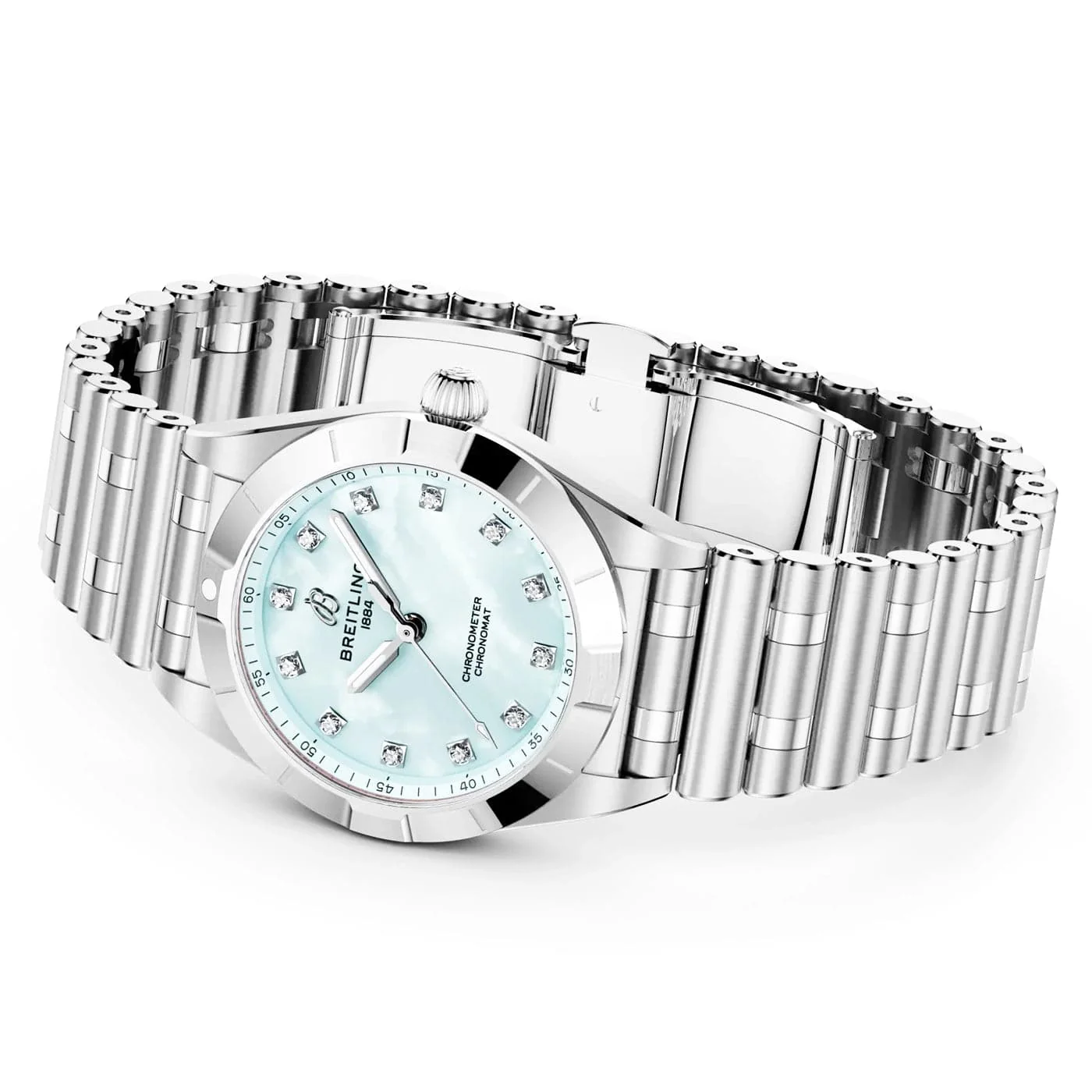 Chronomat 28mm Blue Mother of Pearl Diamond Dial Watch - Image 4