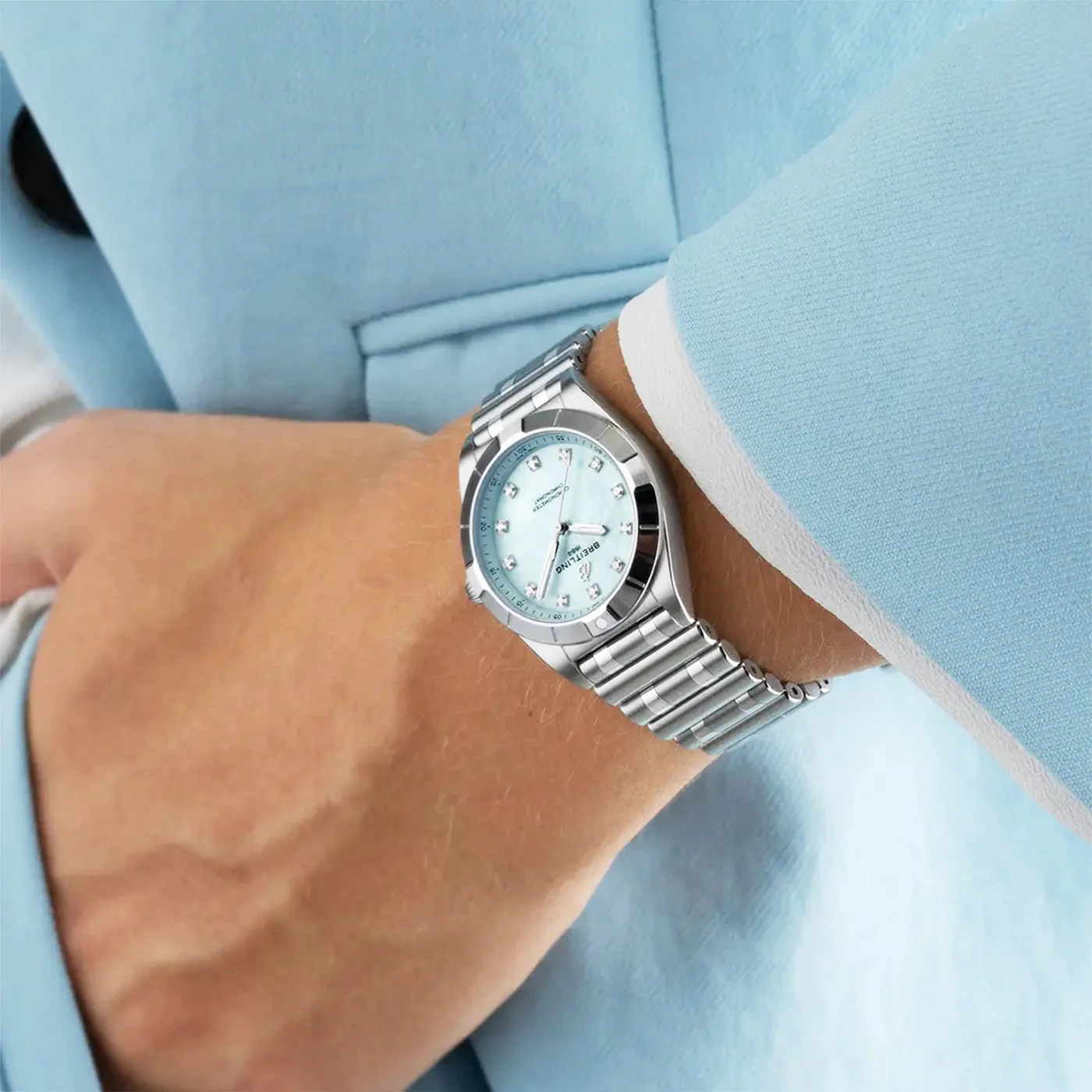 Chronomat 28mm Blue Mother of Pearl Diamond Dial Watch - Image 6