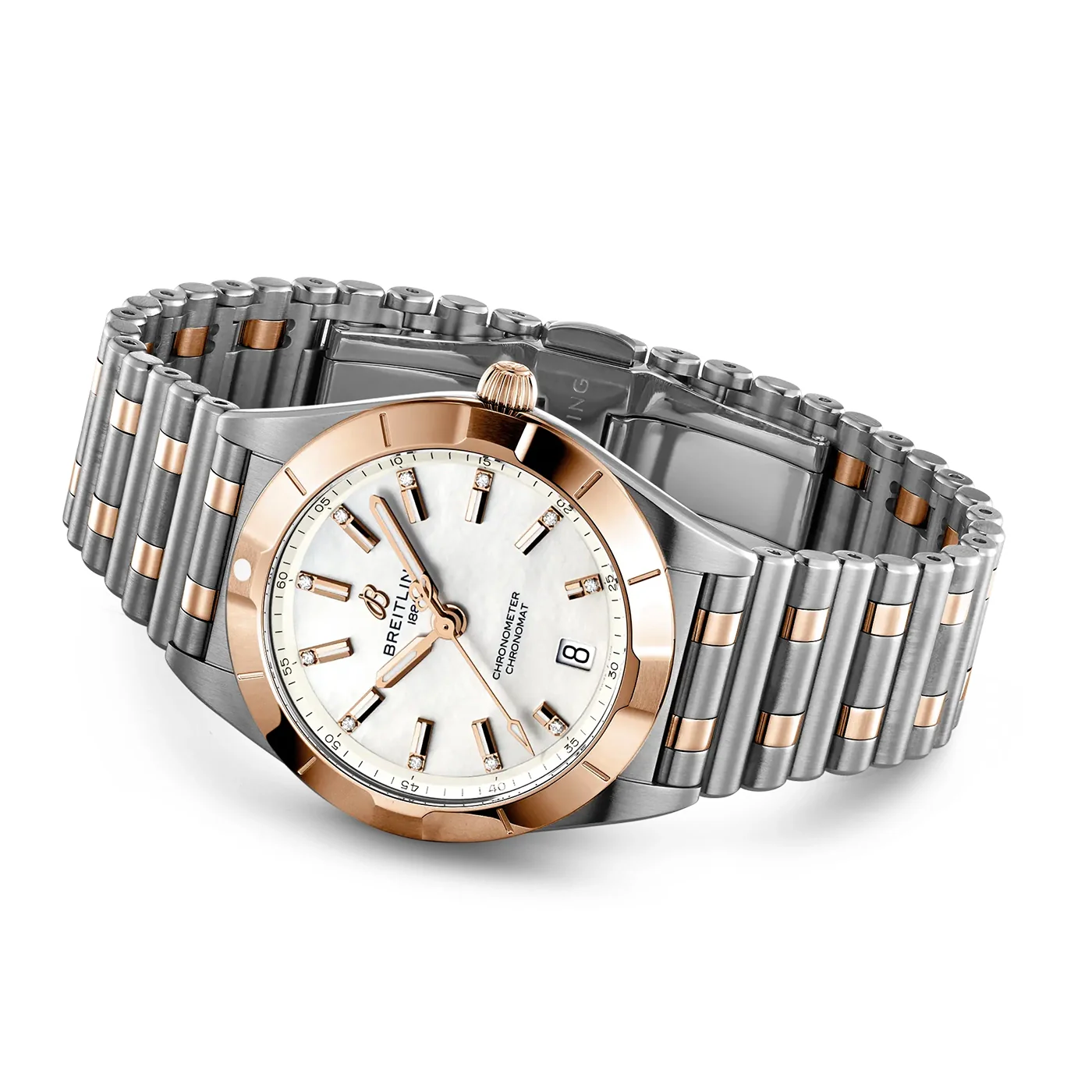 Chronomat 32mm Two-Tone Mother of Pearl Diamond Dial Bracelet Watch - Image 3