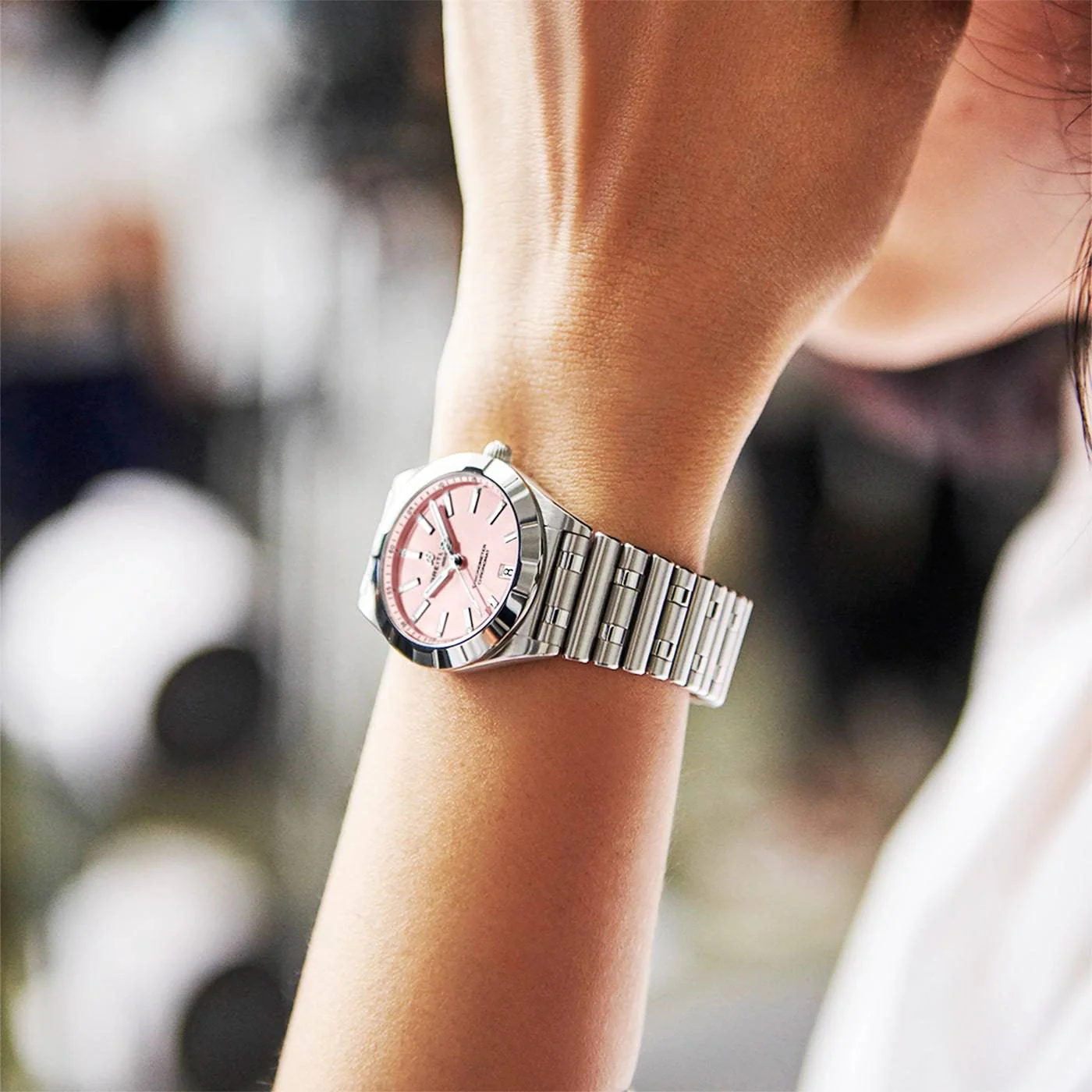 Chronomat 32mm Pink Diamond Dial Ladies Bracelet Watch - Image 2