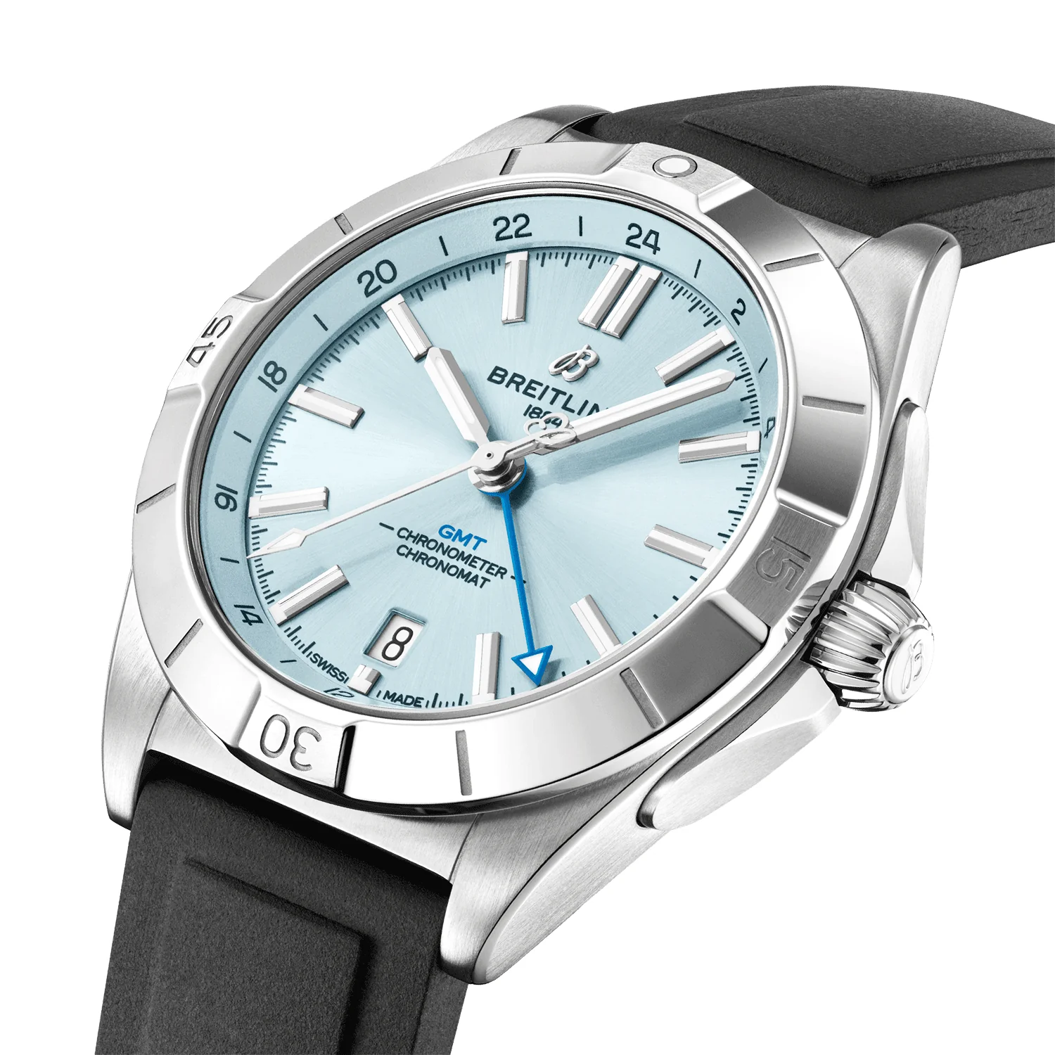 Chronomat GMT Platinum 40mm Ice Blue Dial Men's Strap Watch - Image 2