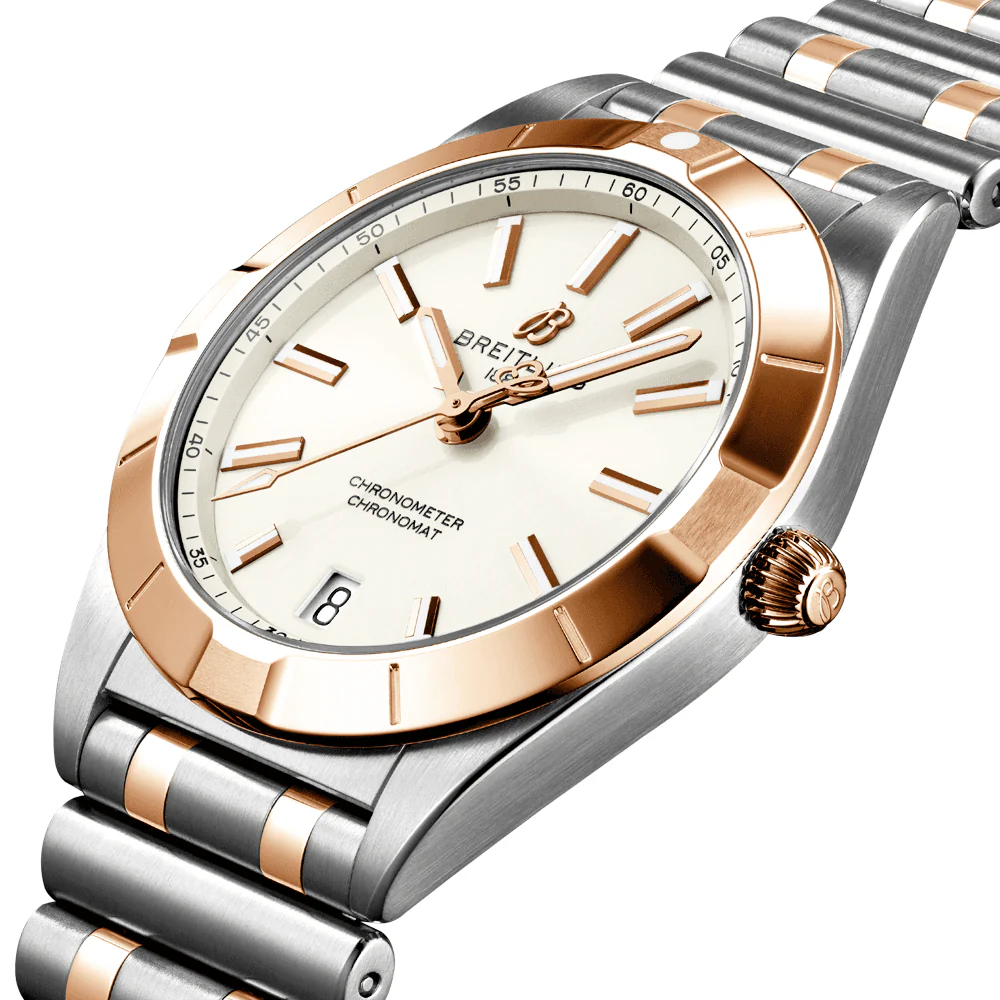 Chronomat Steel & 18ct Red Gold 32mm White/Rose Dial Ladies Watch - Image 2