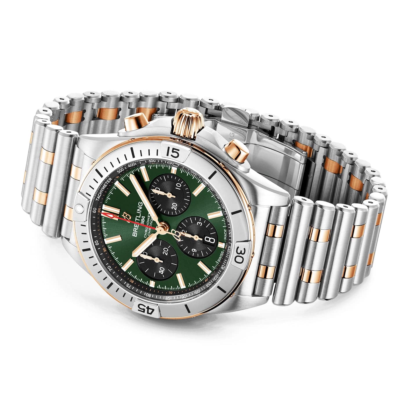 Chronomat B01 42mm Two-Tone Deep Green Dial Chronograph Watch - Image 4