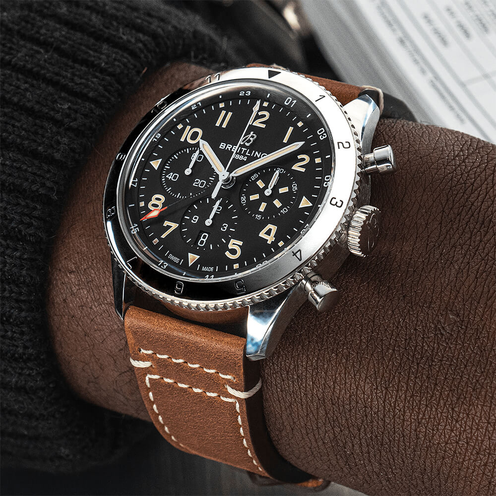 Classic AVI P-51 GMT Mustang 46mm Black Dial Chronograph Watch - Image 5
