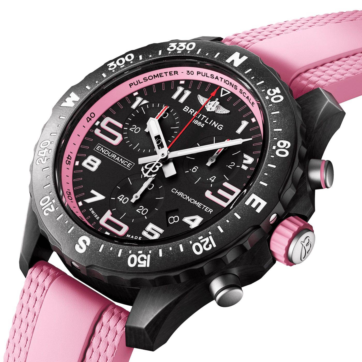 Endurance Pro 38mm Breitlight Black/Pink Rubber Strap Watch - Image 2