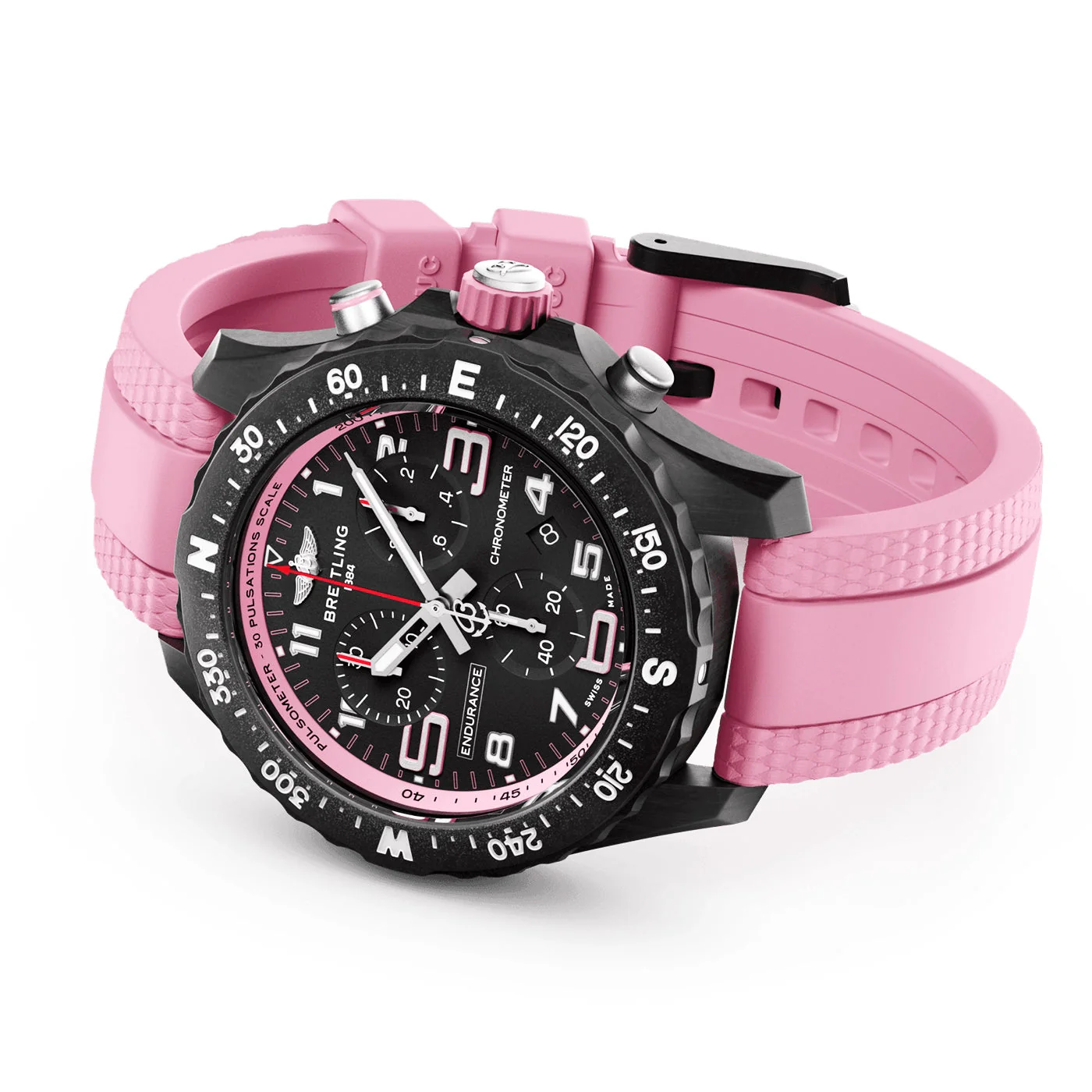 Endurance Pro 38mm Breitlight Black/Pink Rubber Strap Watch - Image 3