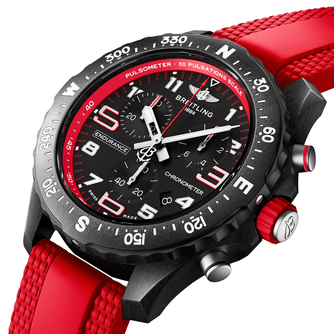Endurance Pro 38mm Breitlight Black/Red Rubber Strap Watch - Image 2
