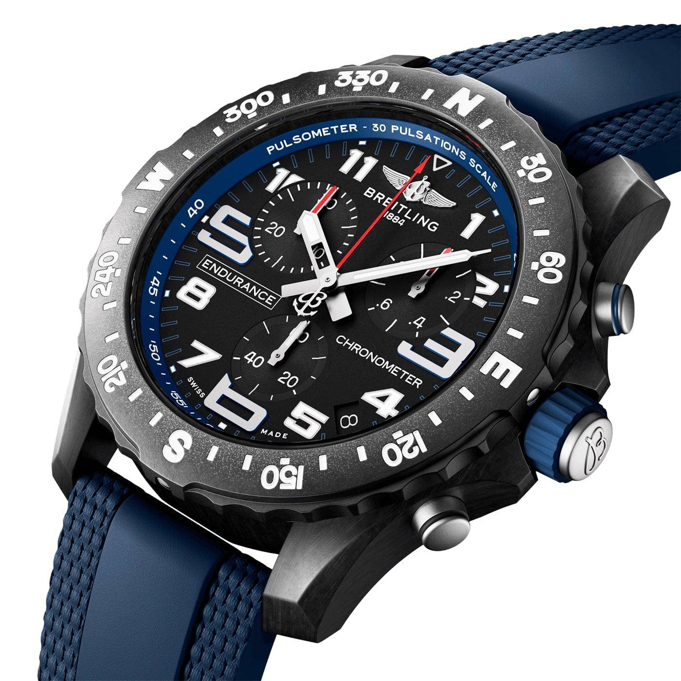 Endurance Pro 44mm Breitlight Black/Navy Blue Rubber Strap Watch - Image 2
