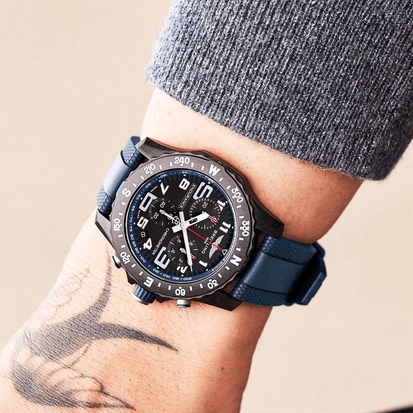 Endurance Pro 44mm Breitlight Black/Navy Blue Rubber Strap Watch - Image 4