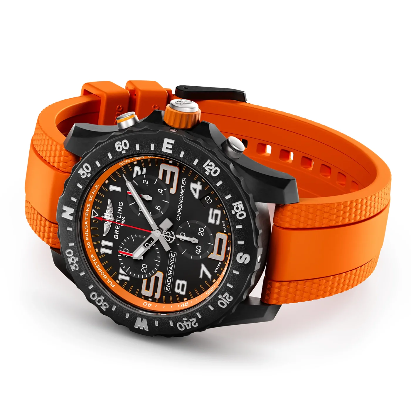 Endurance Pro 44mm Breitlight Black/Orange Rubber Strap Watch - Image 3