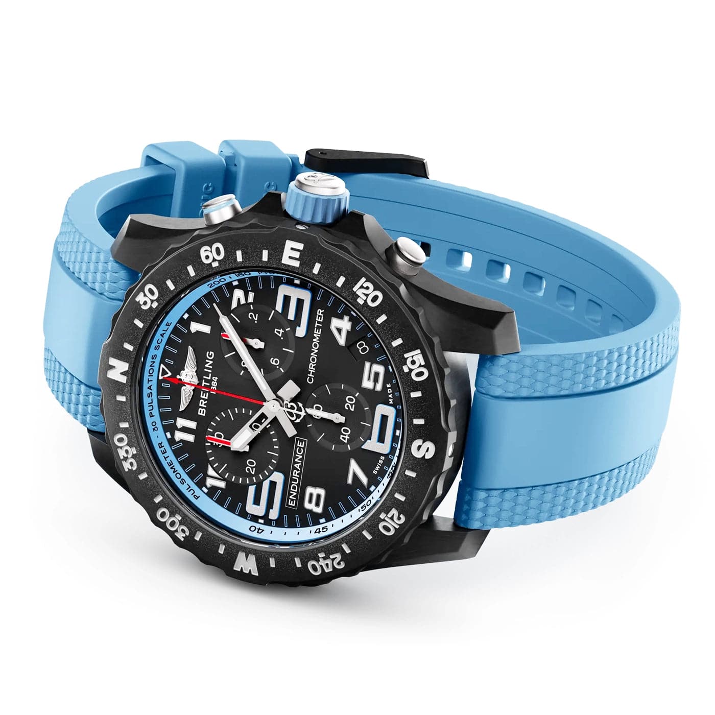 Endurance Pro 44mm Breitlight Black/Sky Blue Rubber Strap Watch - Image 3