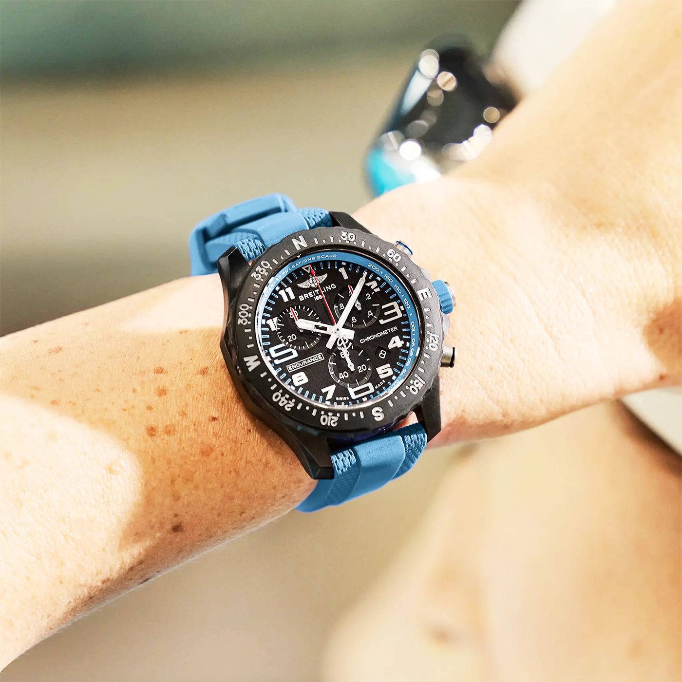 Endurance Pro 44mm Breitlight Black/Sky Blue Rubber Strap Watch - Image 5