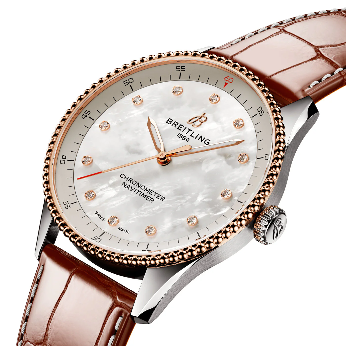 Navitimer 32mm Two-Tone Diamond Dial Ladies Strap Watch - Image 2