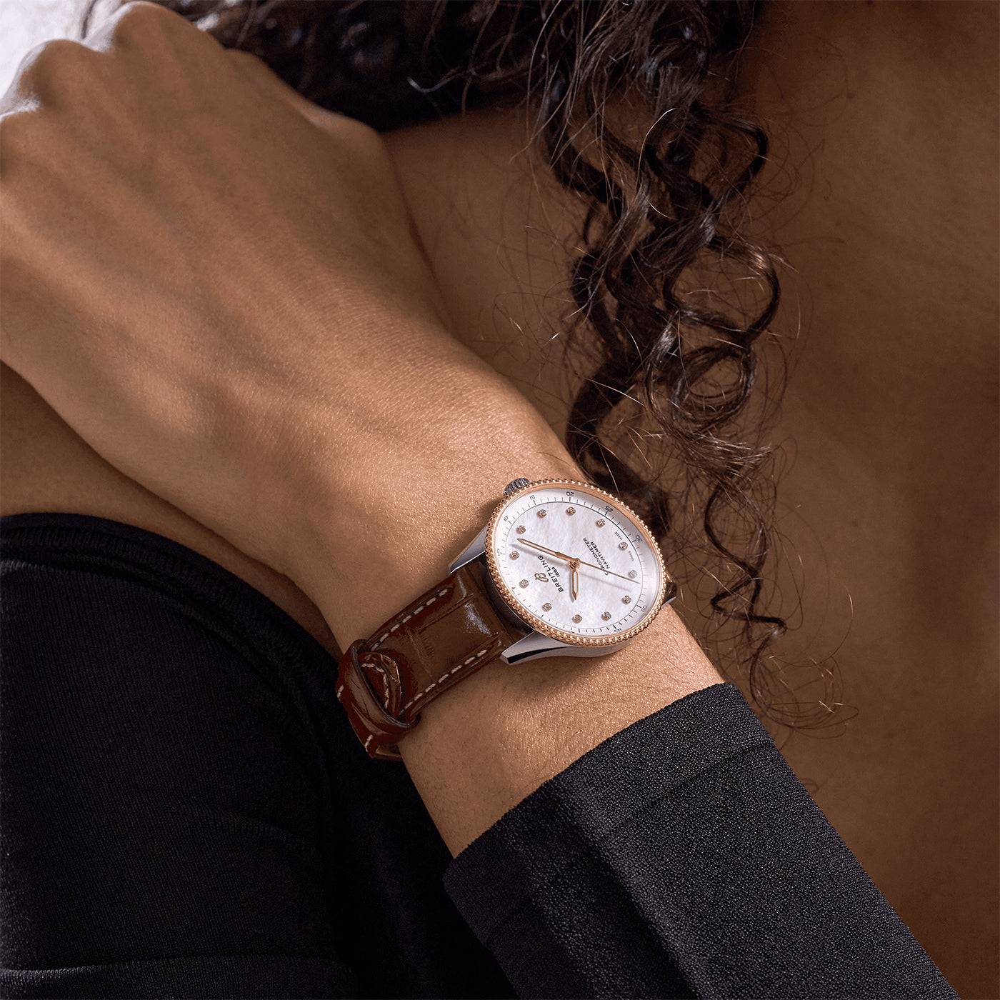 Navitimer 32mm Two-Tone Diamond Dial Ladies Strap Watch - Image 4